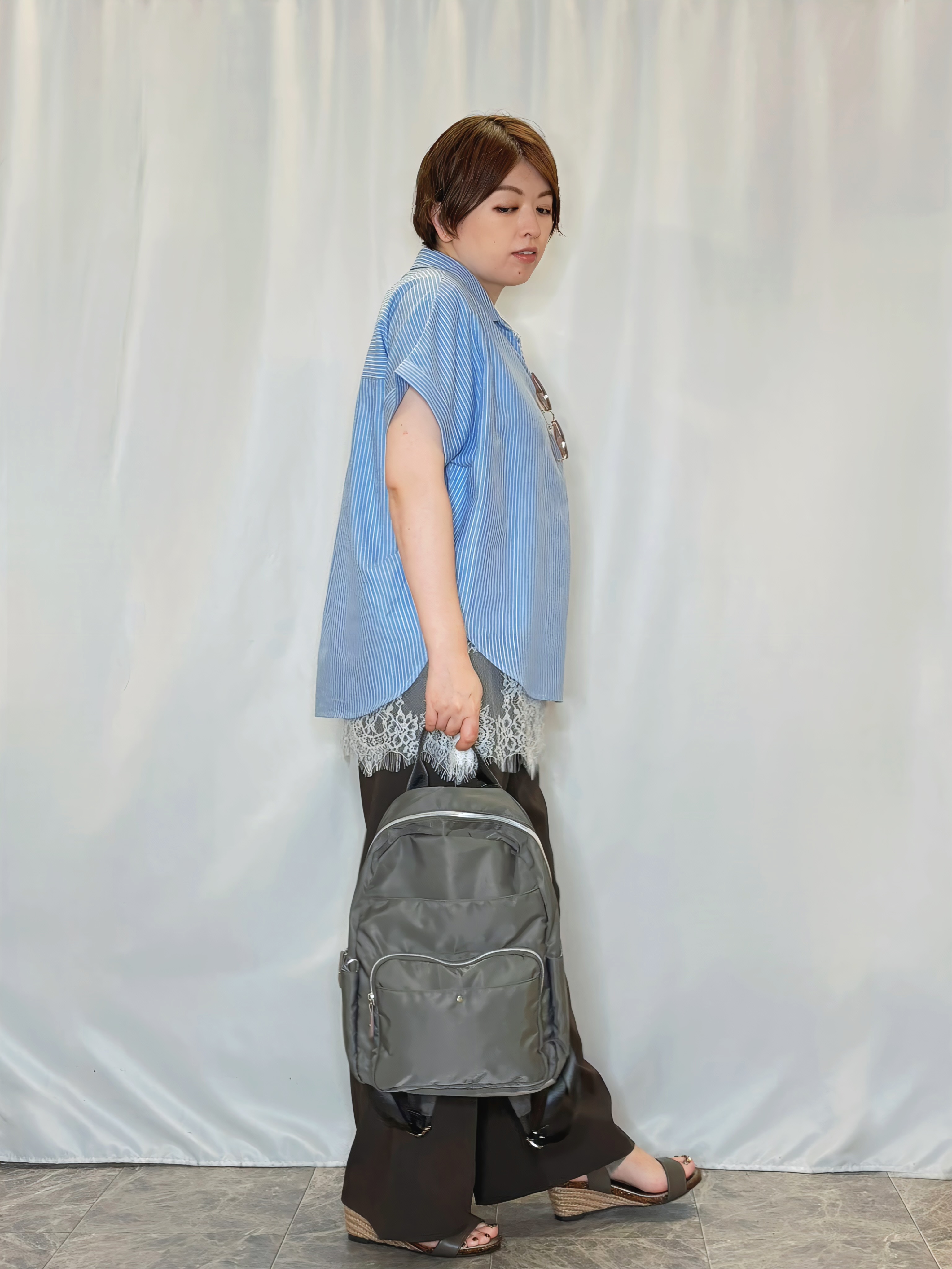 たみさんの「SHOO･LA･RUE｜【UV/吸水速乾/抗菌防臭】インせず着られる フレンチリネンスキッパーシャツ」を使ったコーディネート