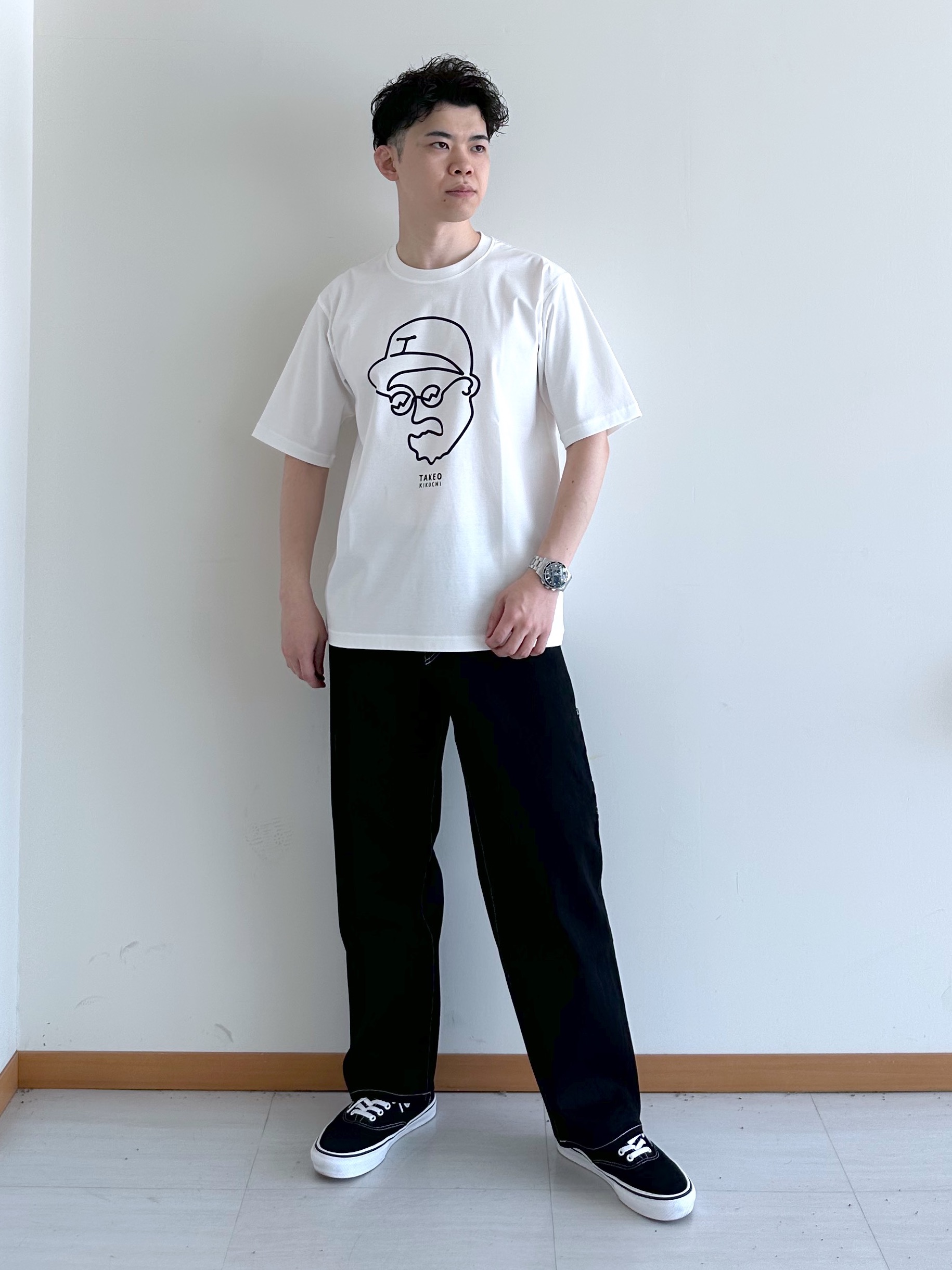 イッシーさんの「TAKEO KIKUCHI｜【BOWLER HAT LABEL】アイスクリアコットン ワンストローク 半袖Tシャツ」を使ったコーディネート