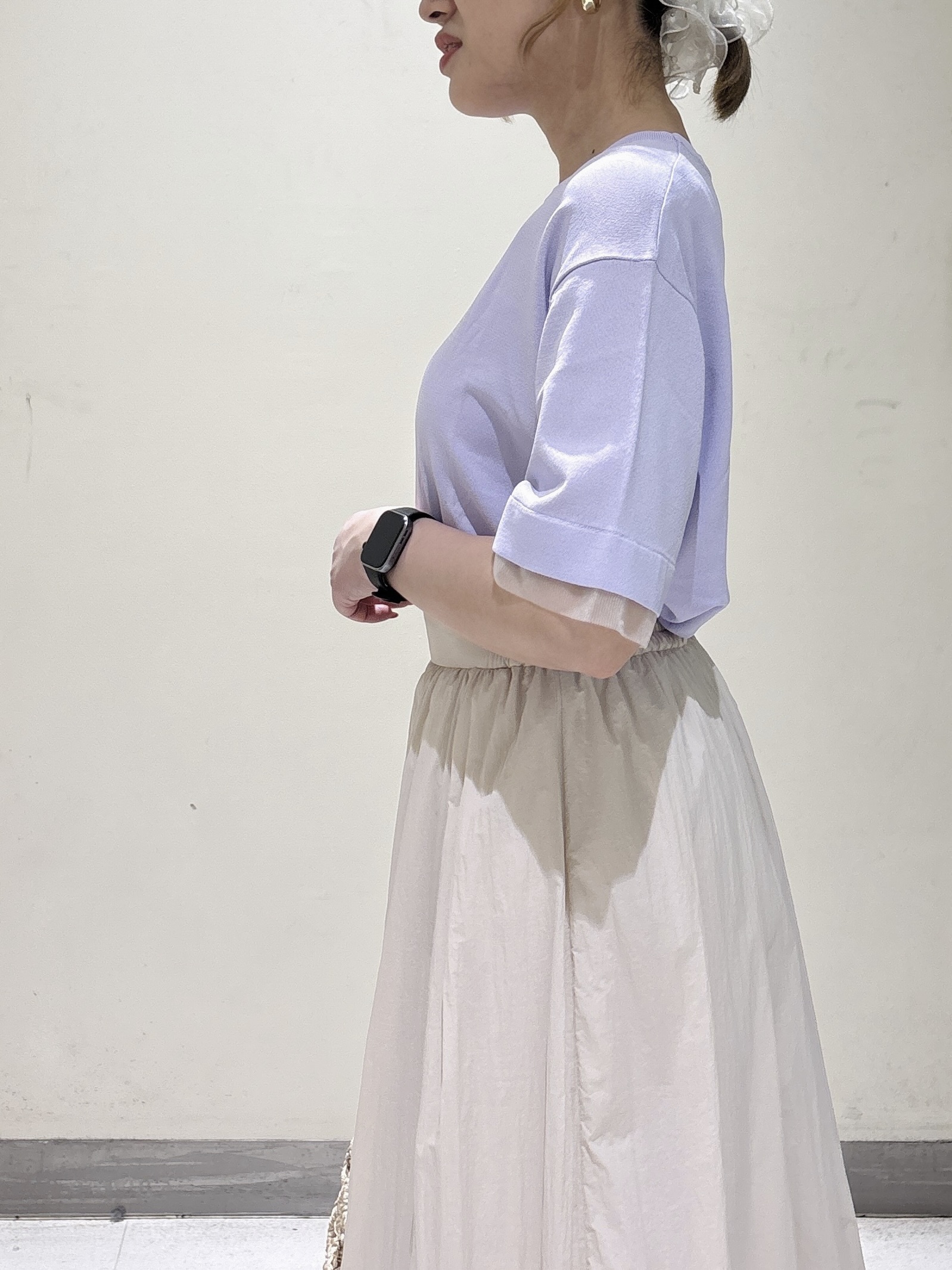 みきちぃさんの「OPAQUE.CLIP｜【UV／接触冷感／抗ピル】シアー＆レイヤード風さらりニット《洗濯機OK》」を使ったコーディネート