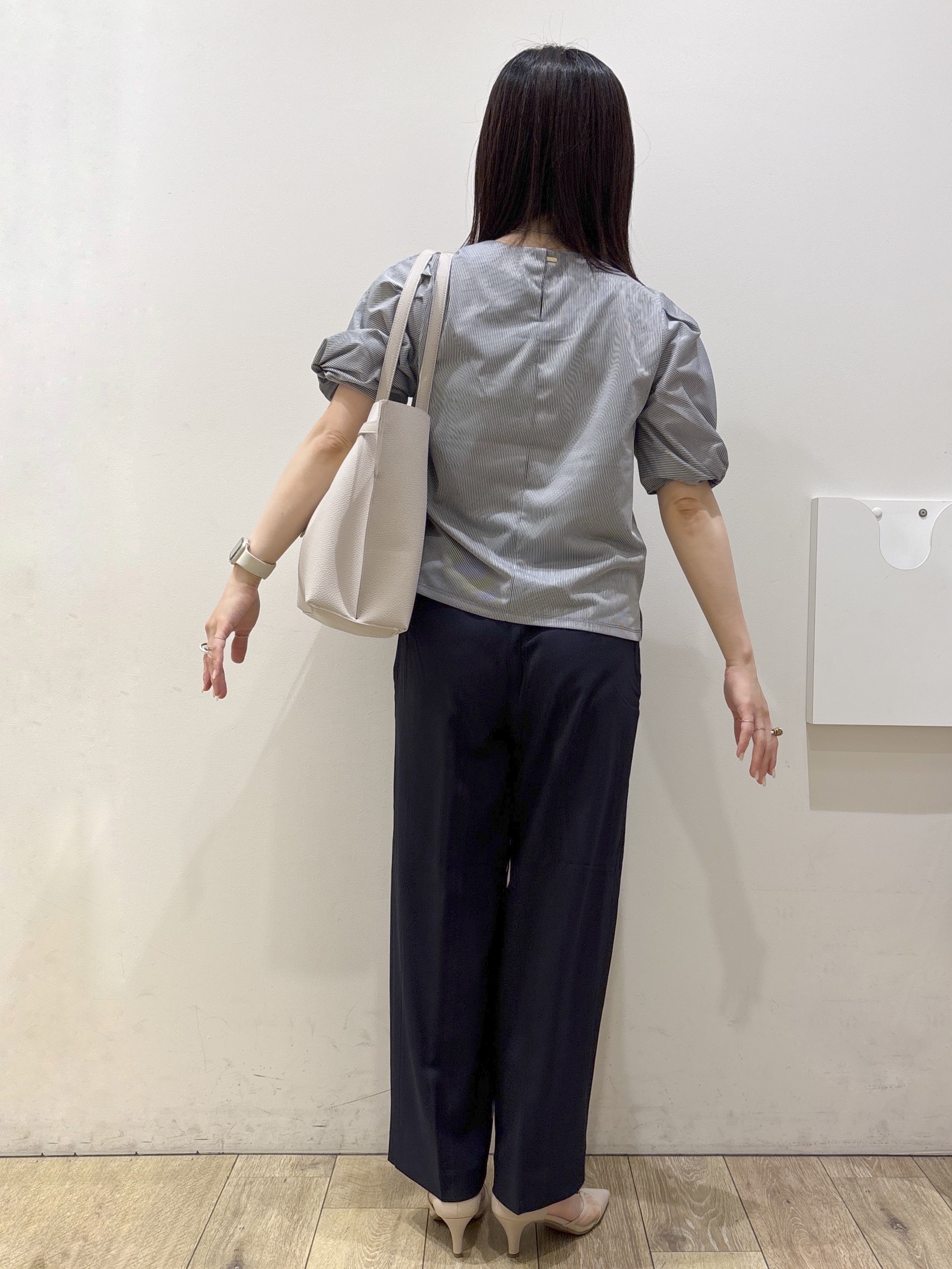 mameさんの「index｜【吸水速乾】ストライプ調デザインスリーブトップス《洗濯機OK》」を使ったコーディネート