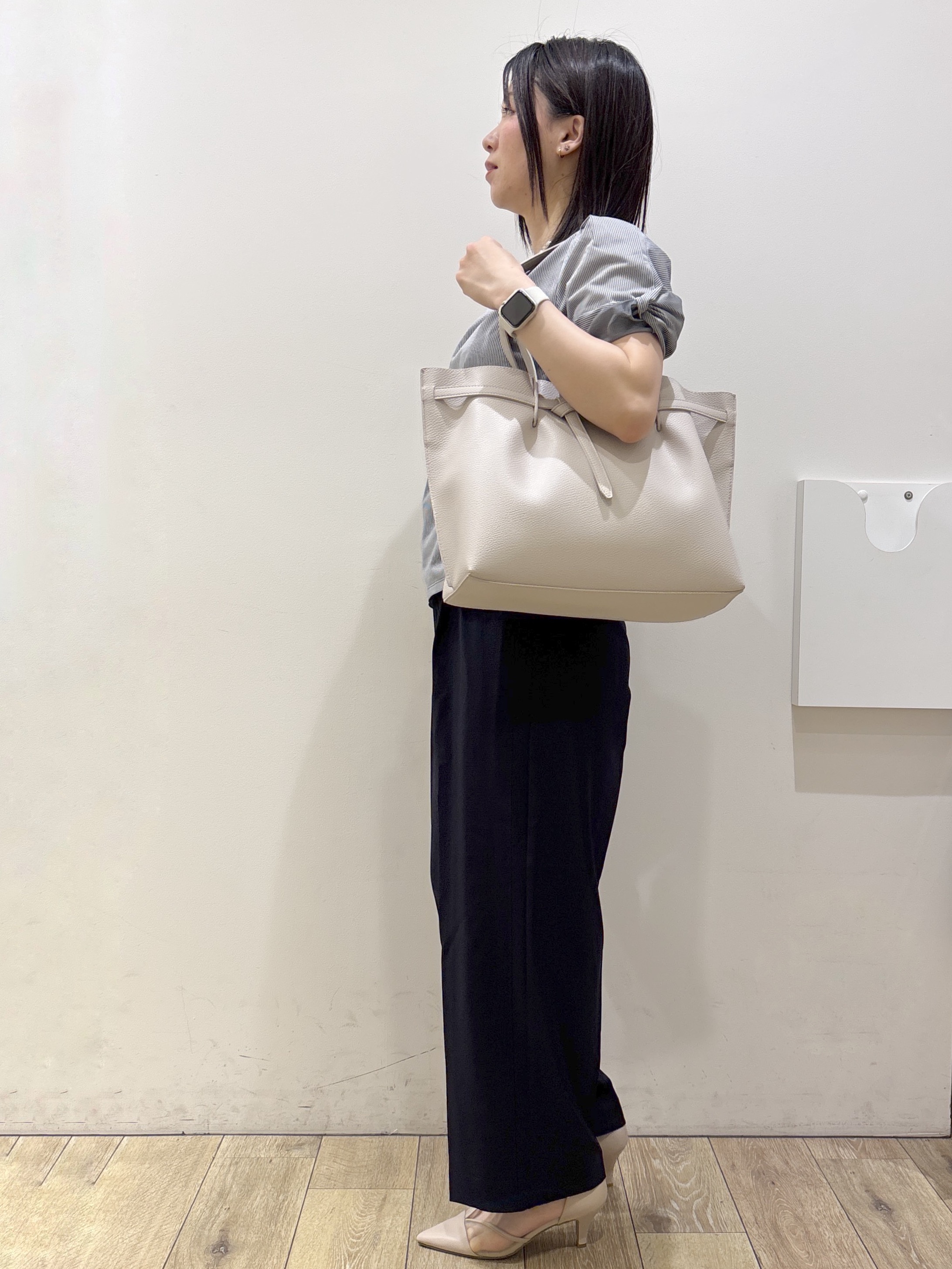 mameさんの「index｜【吸水速乾】ストライプ調デザインスリーブトップス《洗濯機OK》」を使ったコーディネート