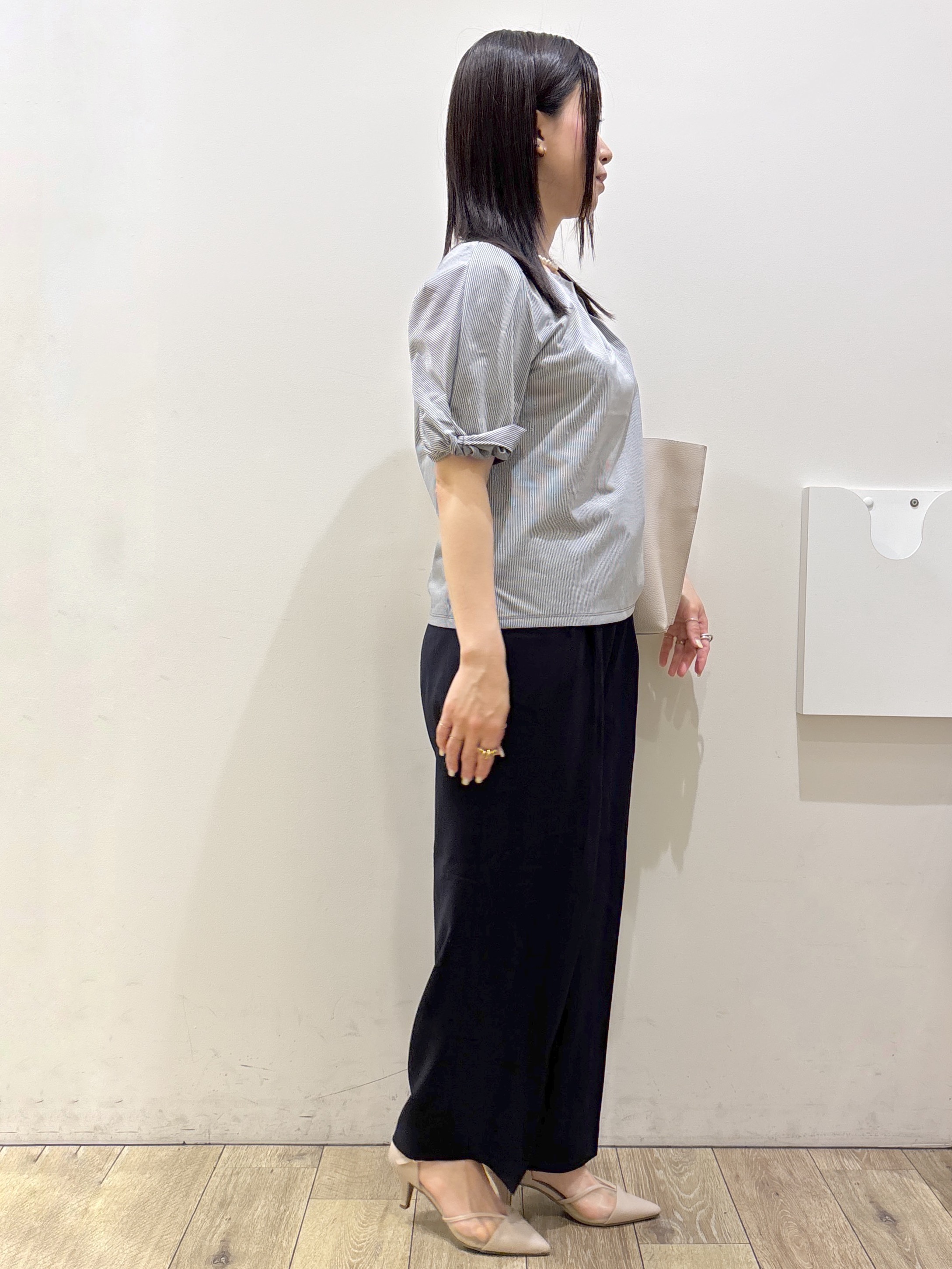 mameさんの「index｜【吸水速乾】ストライプ調デザインスリーブトップス《洗濯機OK》」を使ったコーディネート