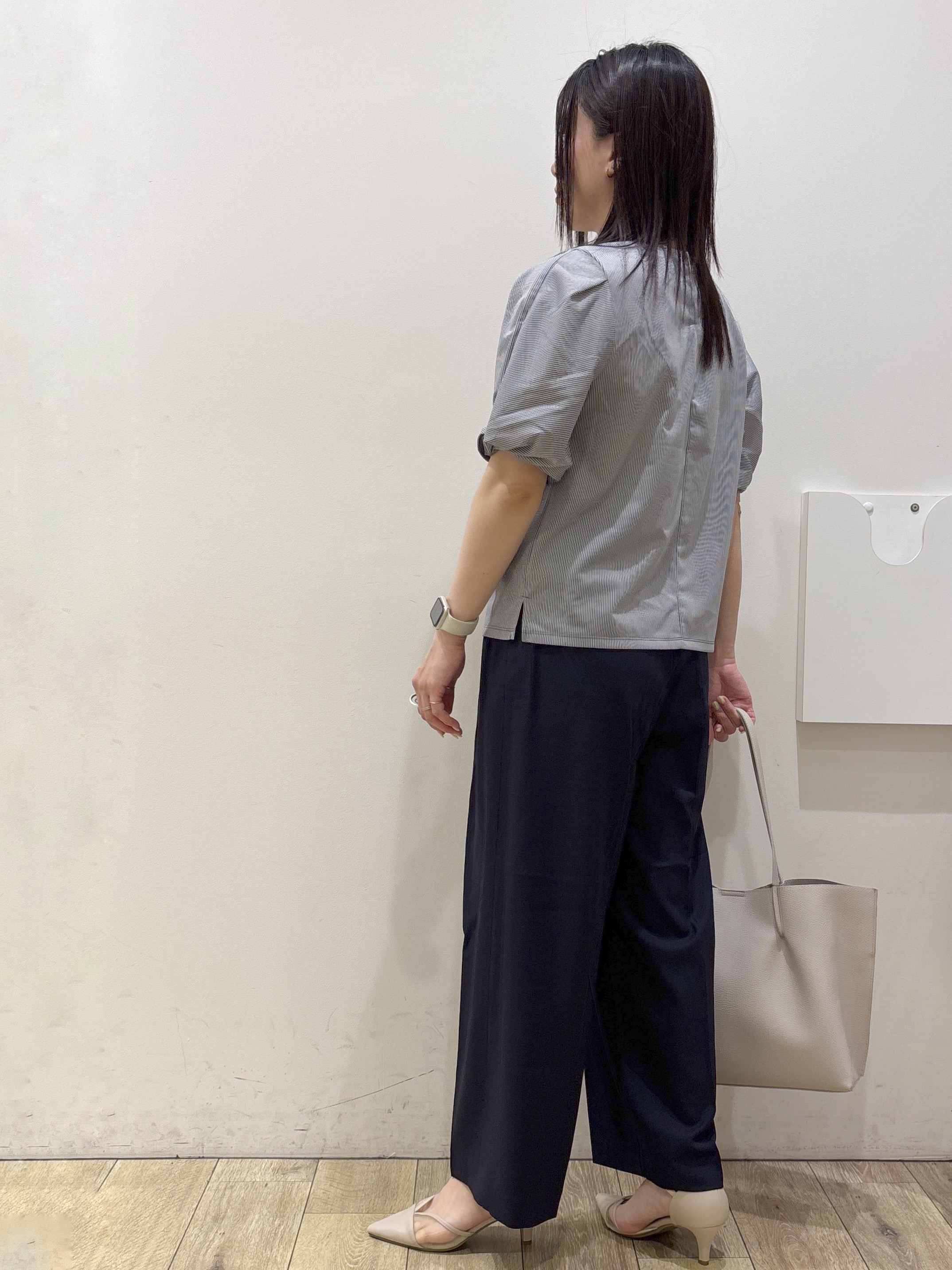 mameさんの「index｜【吸水速乾】ストライプ調デザインスリーブトップス《洗濯機OK》」を使ったコーディネート