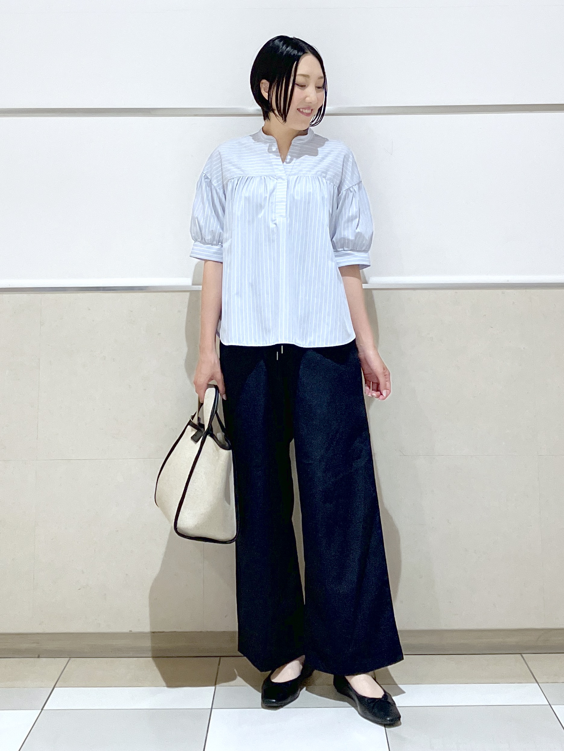 eriko さんの「Dessin｜【洗える】ストライプスキッパーシャツ」を使ったコーディネート