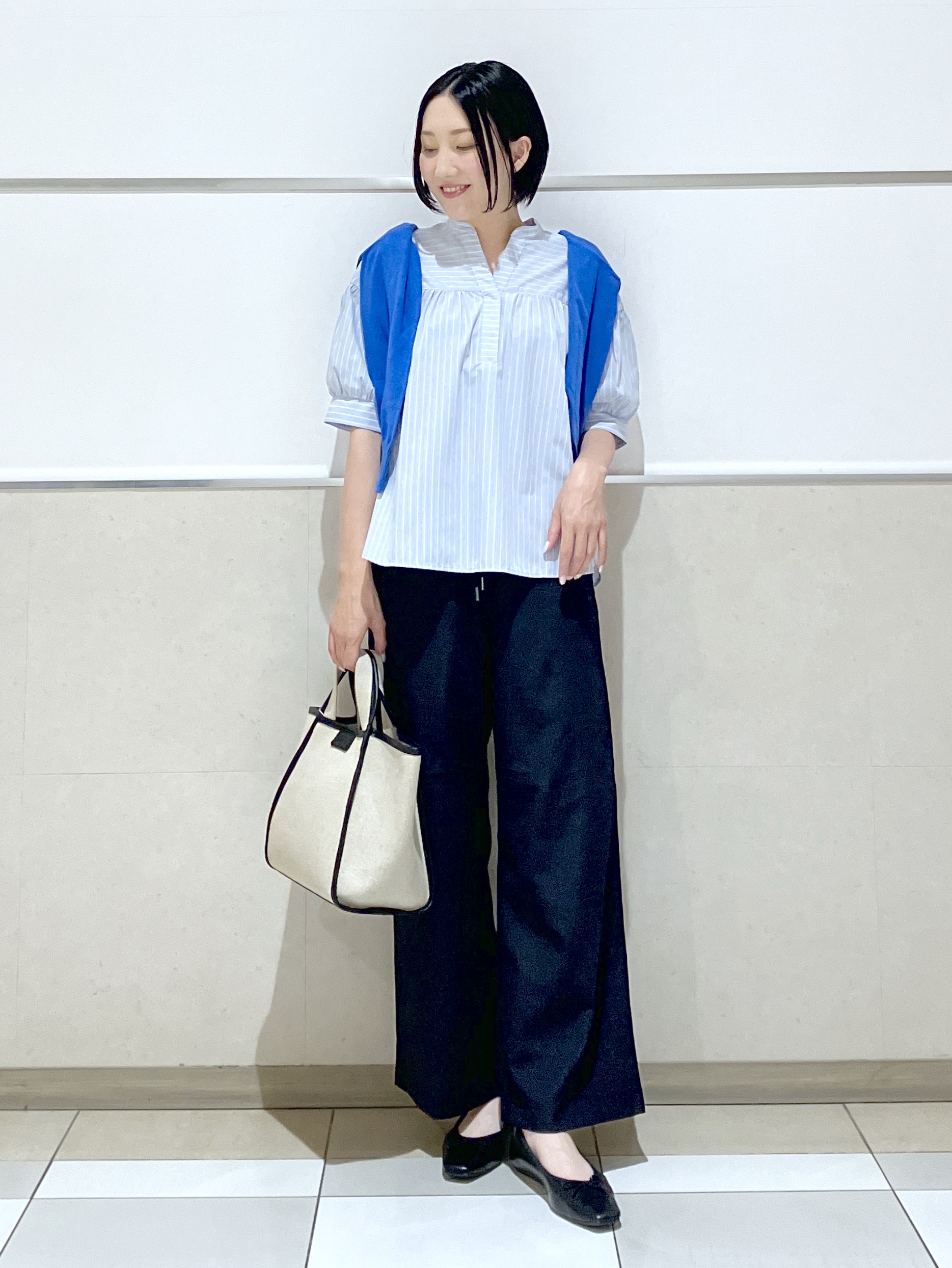 eriko さんの「Dessin｜【洗える】ストライプスキッパーシャツ」を使ったコーディネート