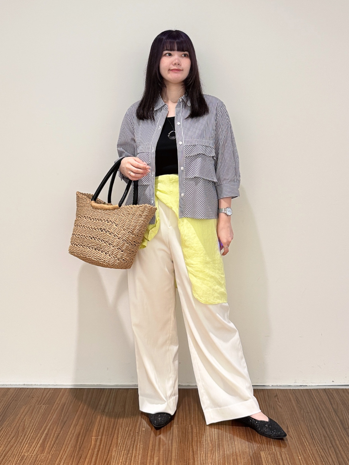 emikaさんの「INDIVI｜【UVケア／吸汗速乾／着映え】ティアードストライプシャツ」を使ったコーディネート