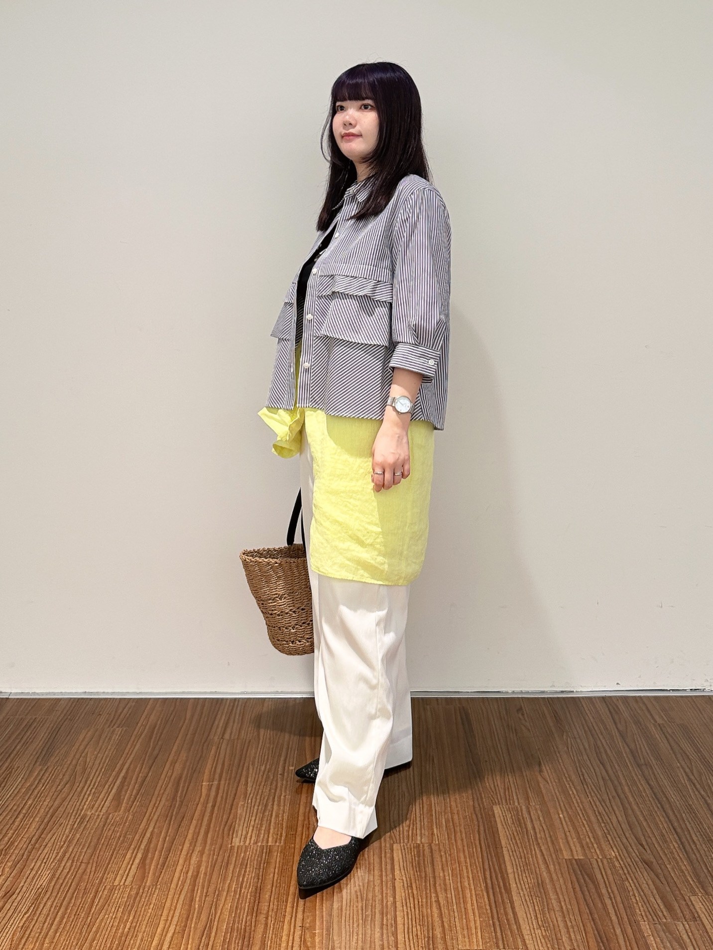 emikaさんの「INDIVI｜【UVケア／吸汗速乾／着映え】ティアードストライプシャツ」を使ったコーディネート