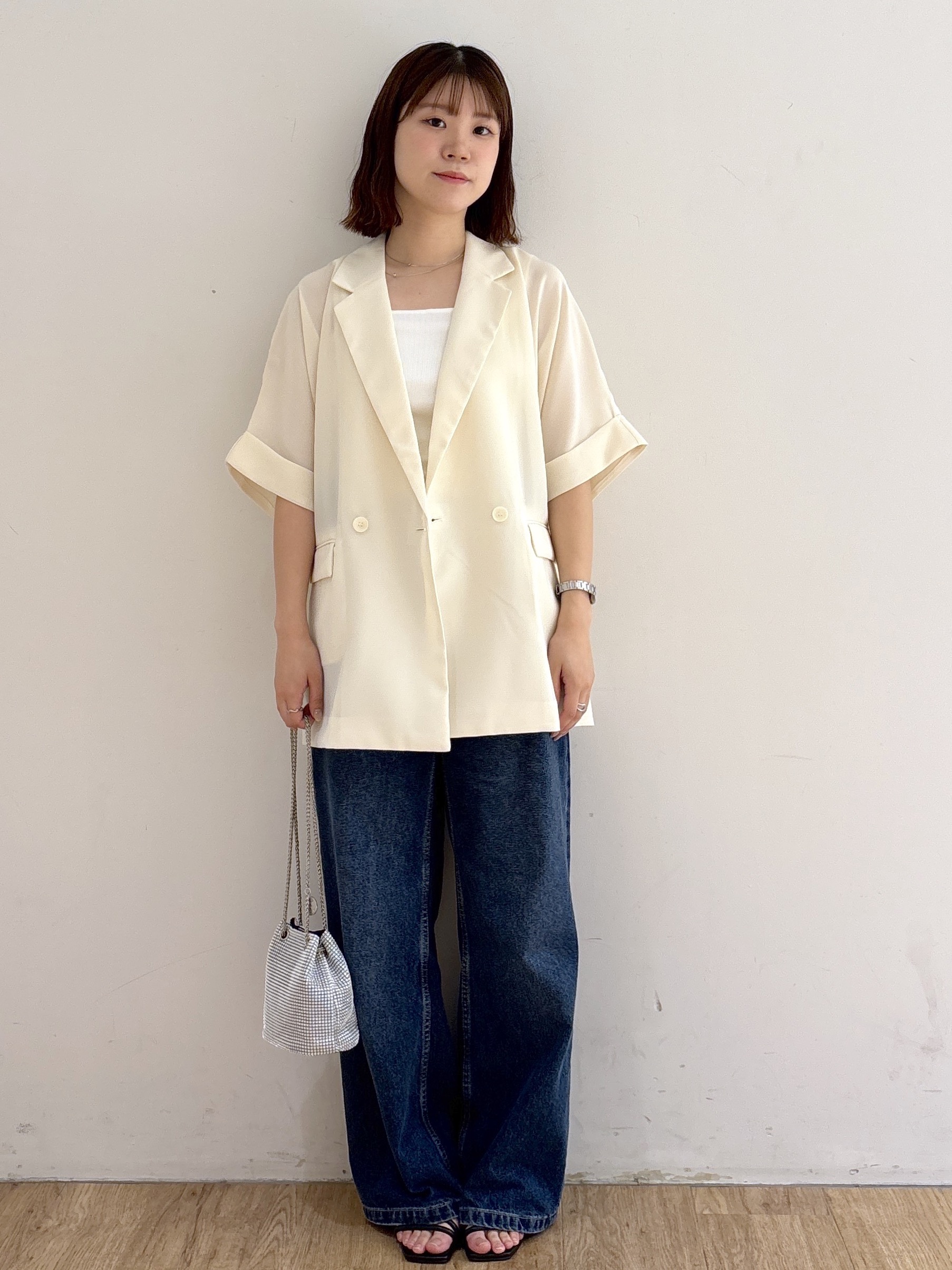 mireiさんの「OPAQUE.CLIP｜【接触冷感／吸水速乾／防シワ】リネンライクテーラードジャケット《洗濯機OK》」を使ったコーディネート