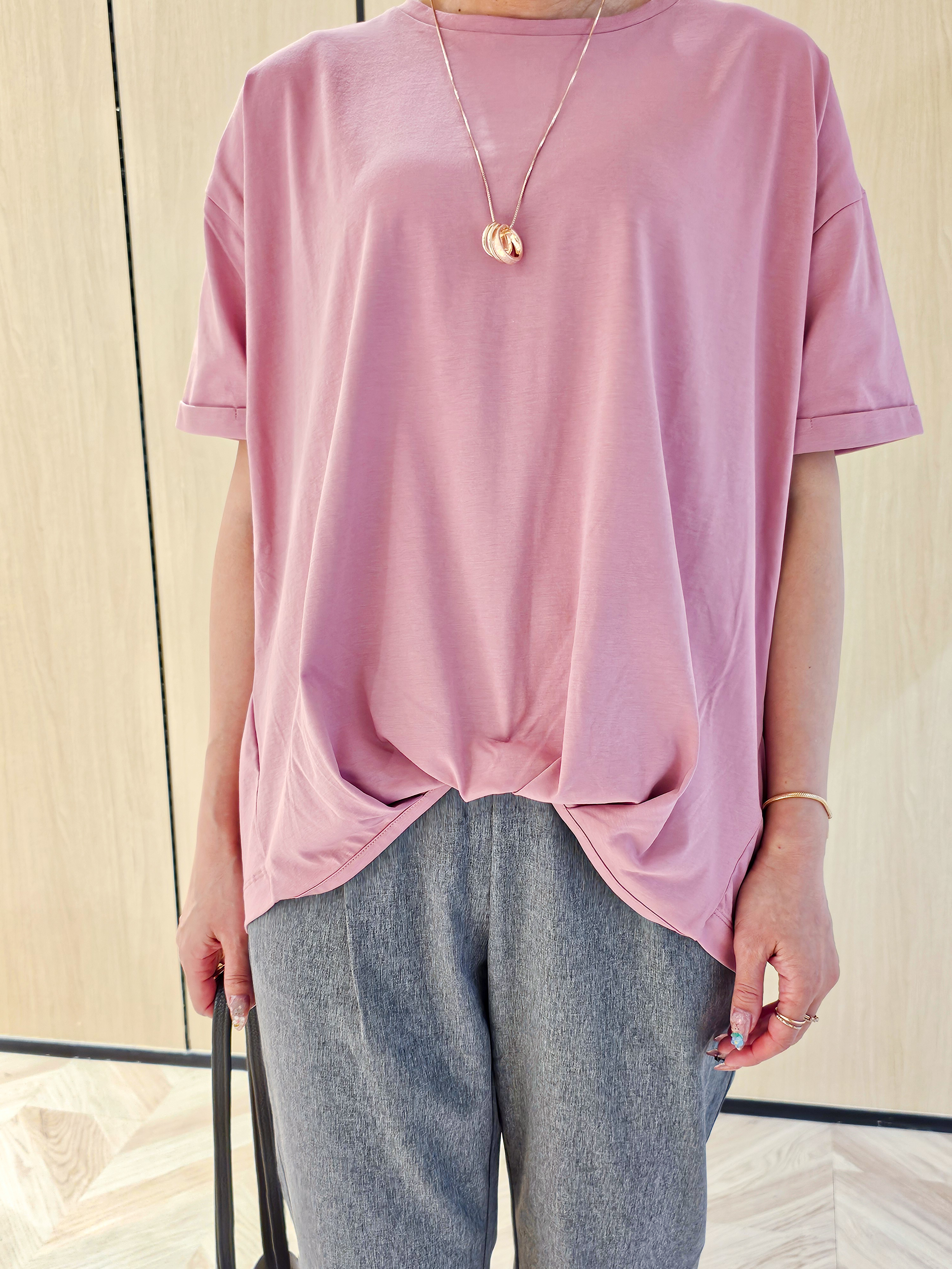 ゆゆさんの「SHOO･LA･RUE｜【体型カバー/S-LL/洗濯機可】インせず決まる フロントタックデザインTシャツ」を使ったコーディネート