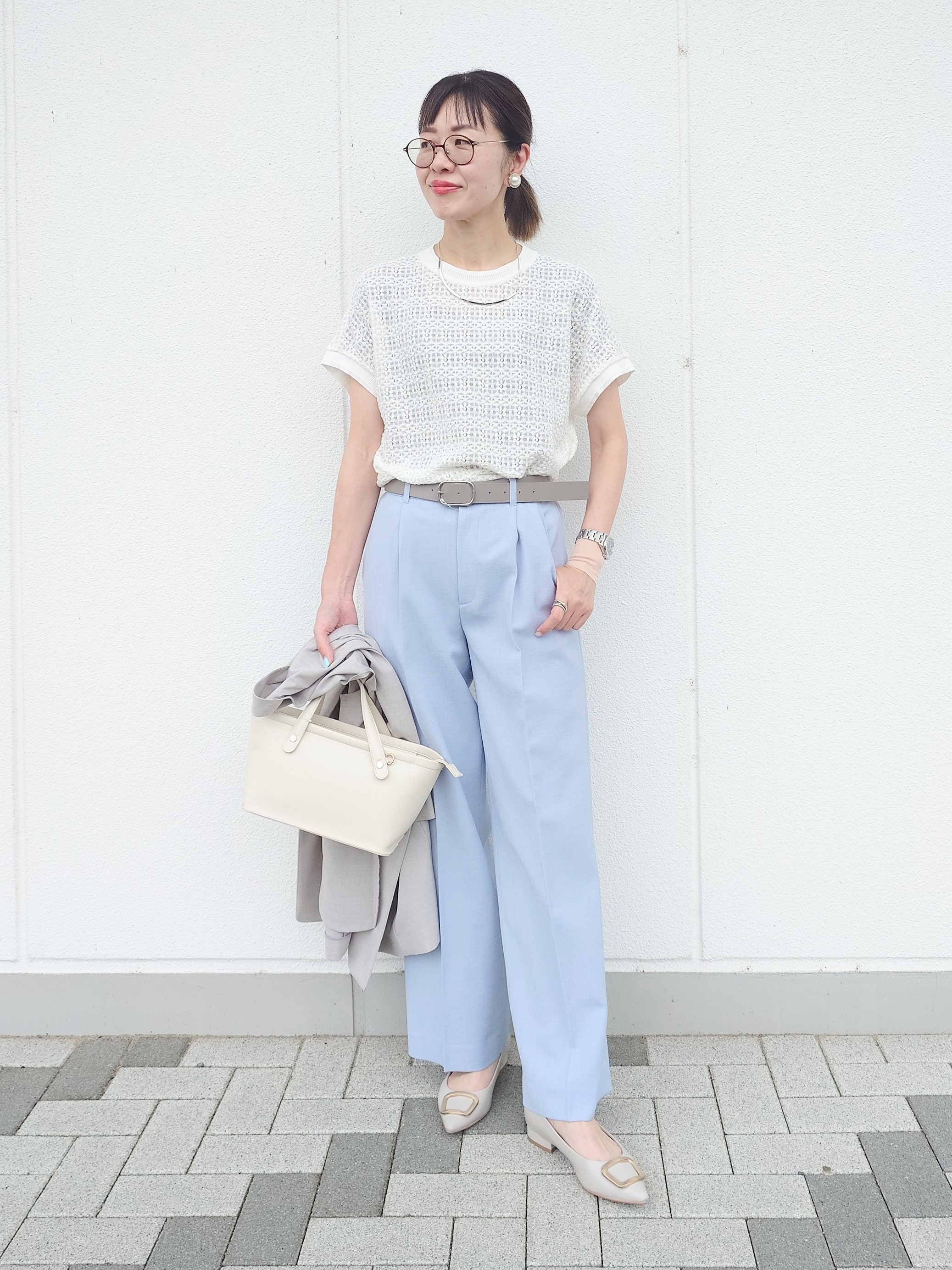 MUTSUKOさんの「UNTITLED｜【シワになりにくい/セットアップ可/接触冷感】ハーフスリーブジャケット」を使ったコーディネート