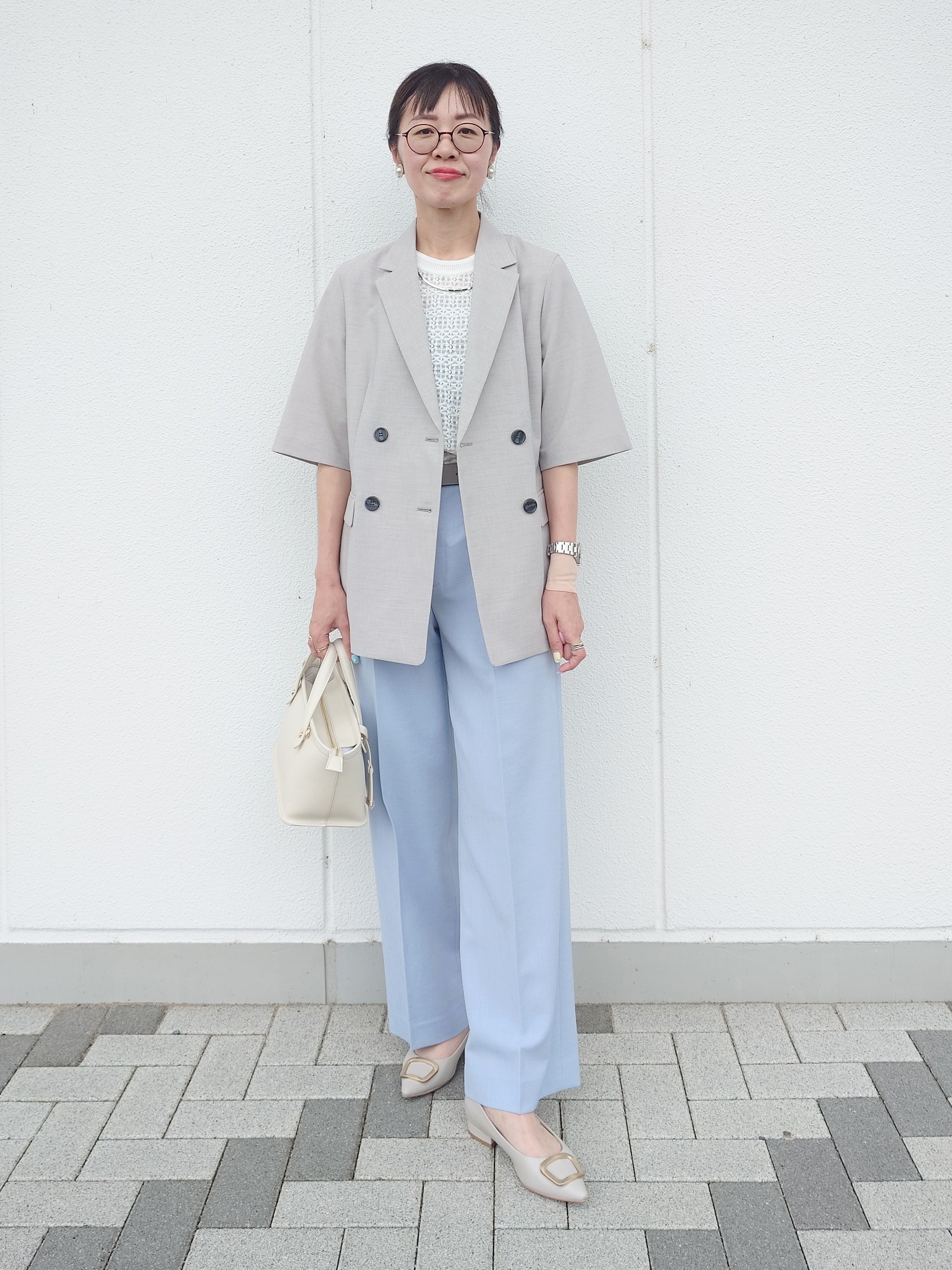 MUTSUKOさんの「UNTITLED｜【シワになりにくい/セットアップ可/接触冷感】ハーフスリーブジャケット」を使ったコーディネート