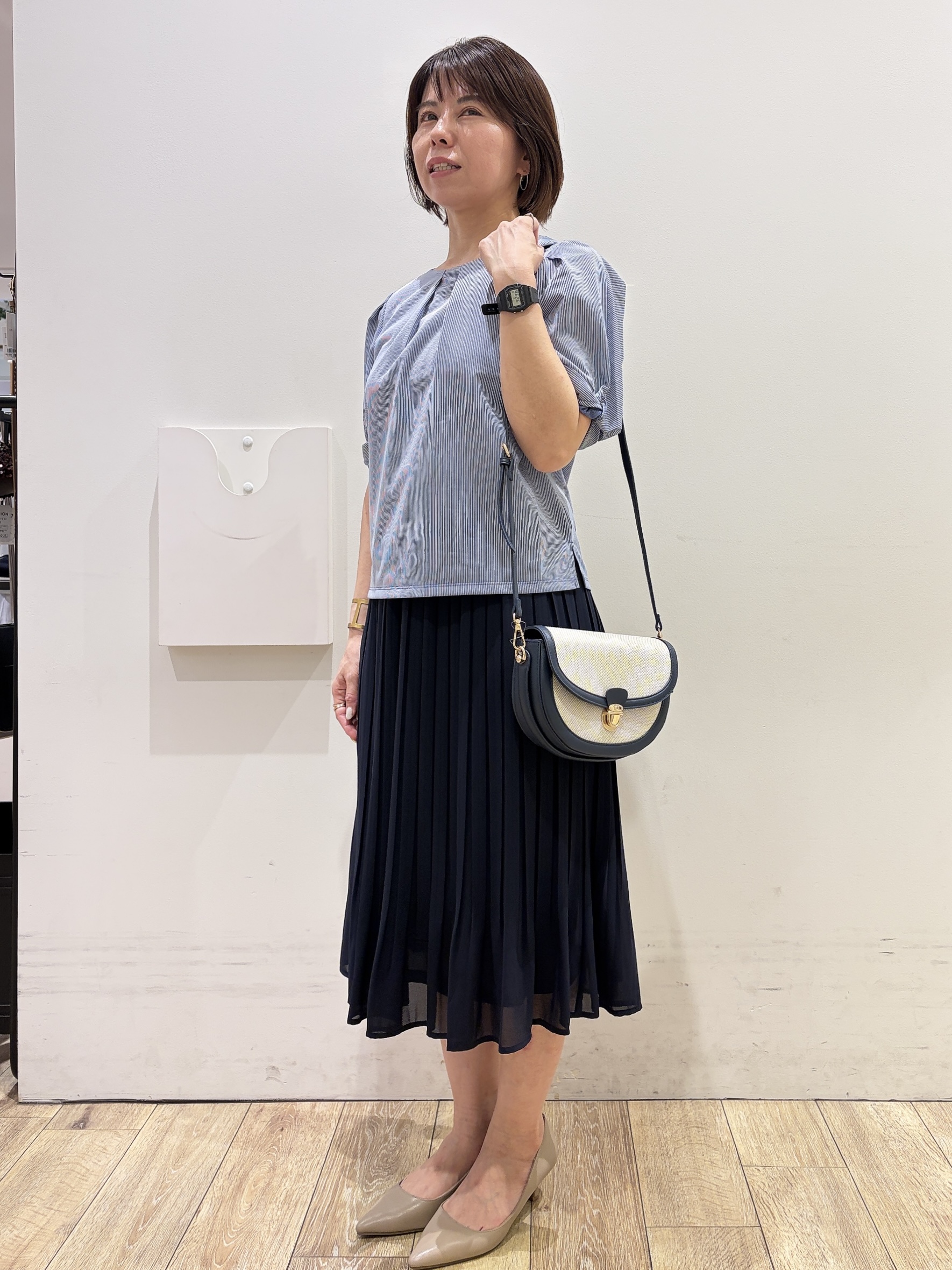 YUKOさんの「index｜【吸水速乾】ストライプ調デザインスリーブトップス《洗濯機OK》」を使ったコーディネート