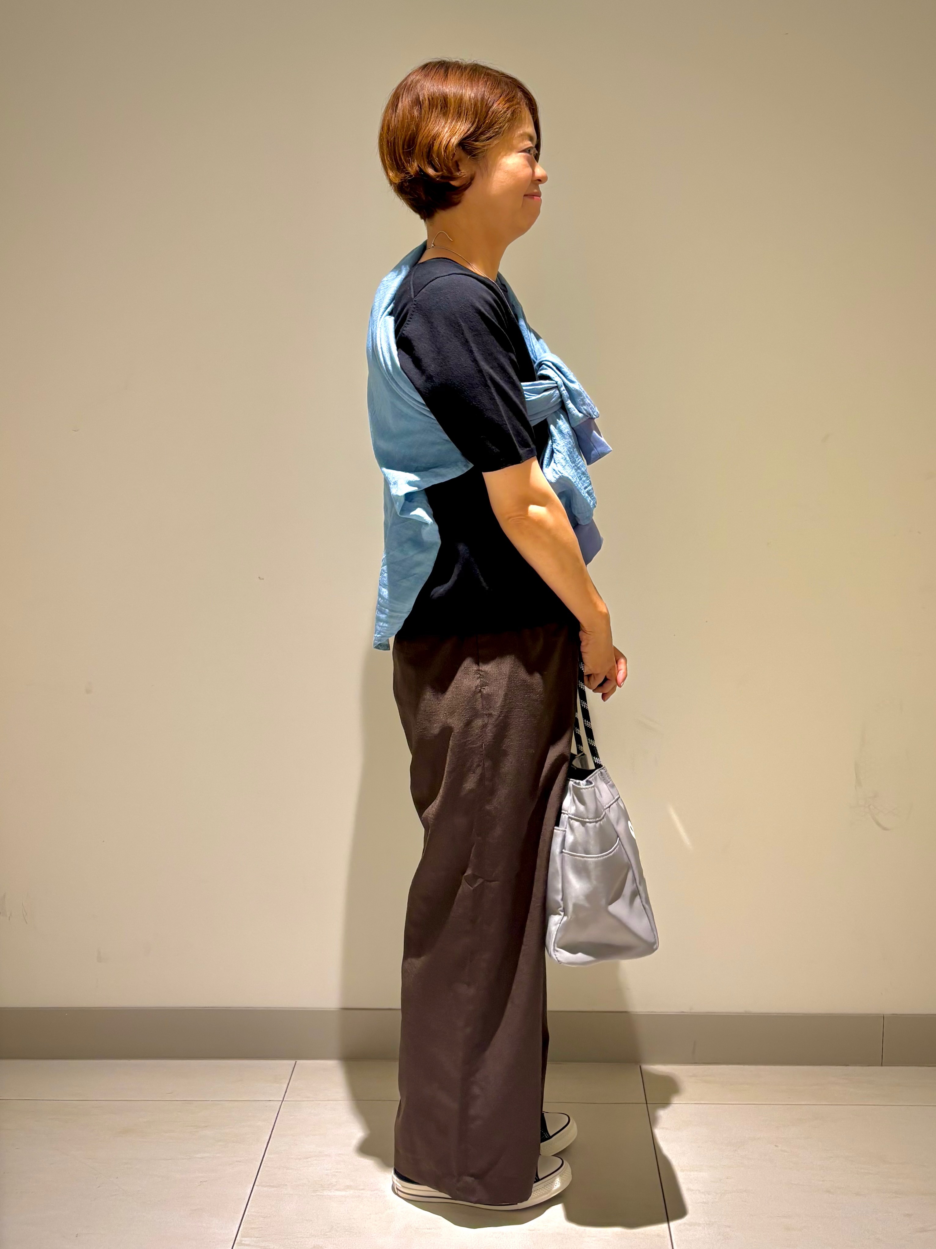 Haruさんの「Dessin｜【9色展開/接触冷感/UVカット】ドライタッチサマーニットT」を使ったコーディネート