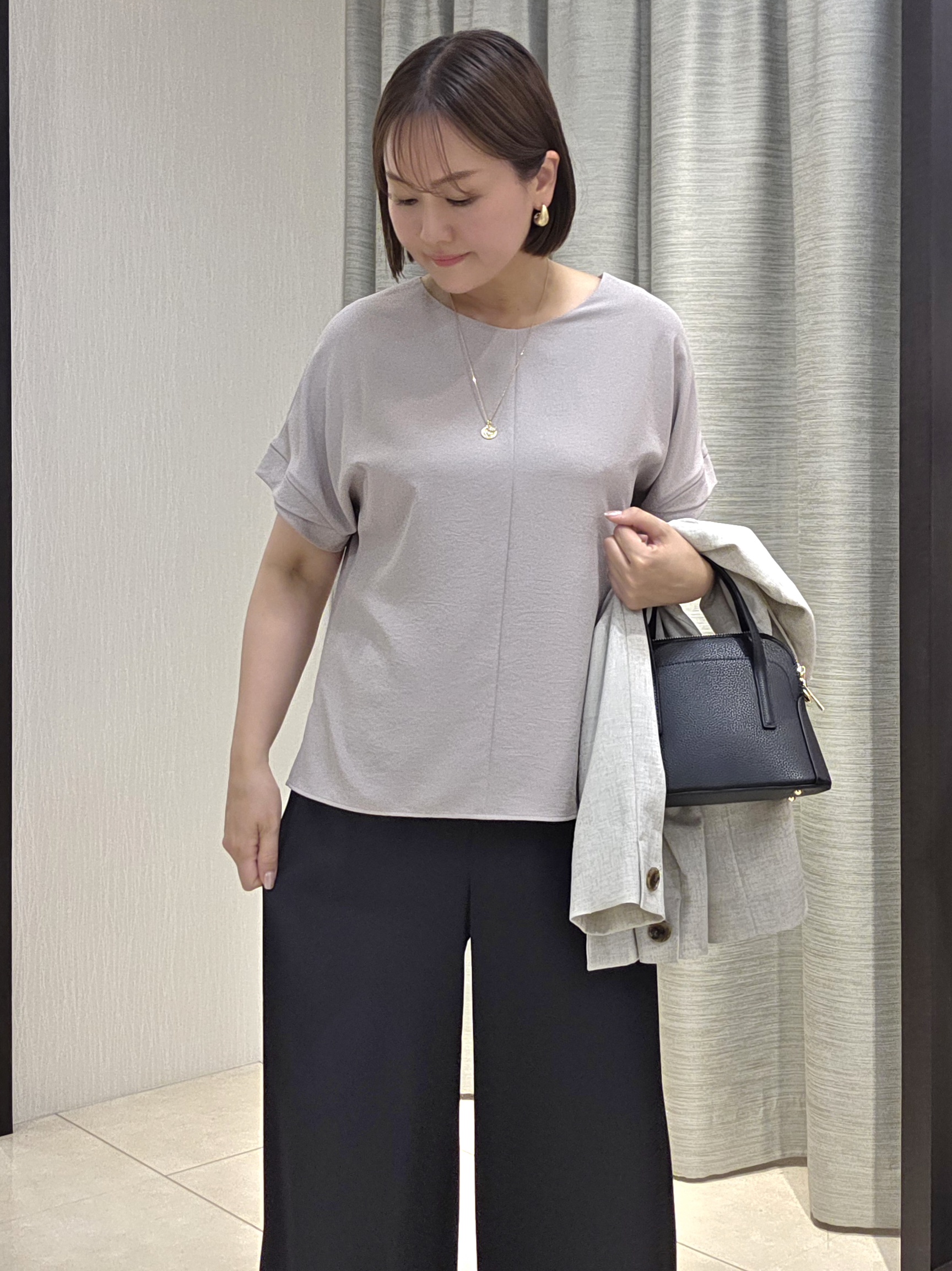 naokoさんの「UNTITLED｜◆【さらりと快適/セットアップ可/UV/接触冷感】スラブカラーレスジャケット」を使ったコーディネート