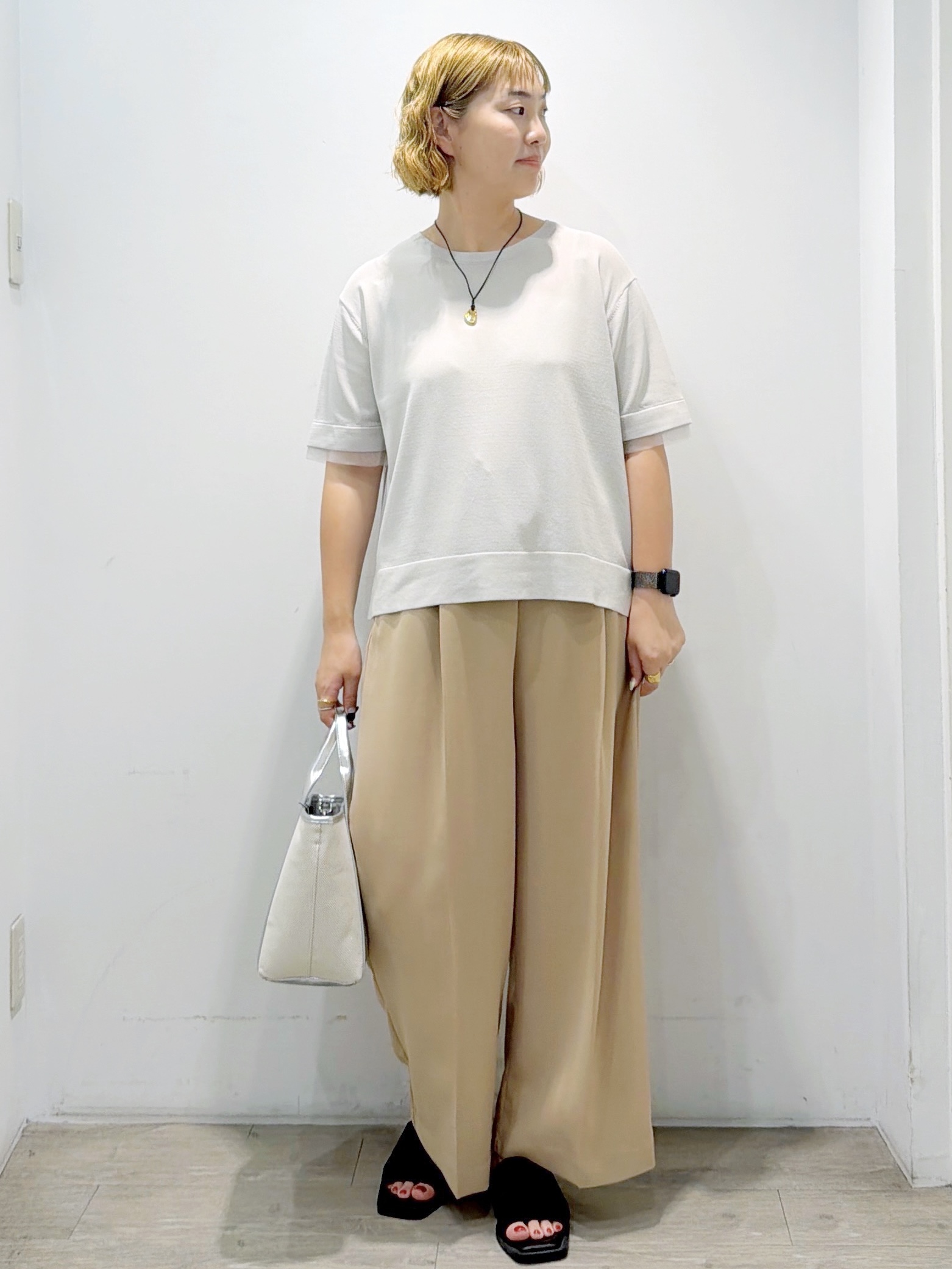 sumicaさんの「OPAQUE.CLIP｜【UV／接触冷感／抗ピル】シアー＆レイヤード風さらりニット《洗濯機OK》」を使ったコーディネート