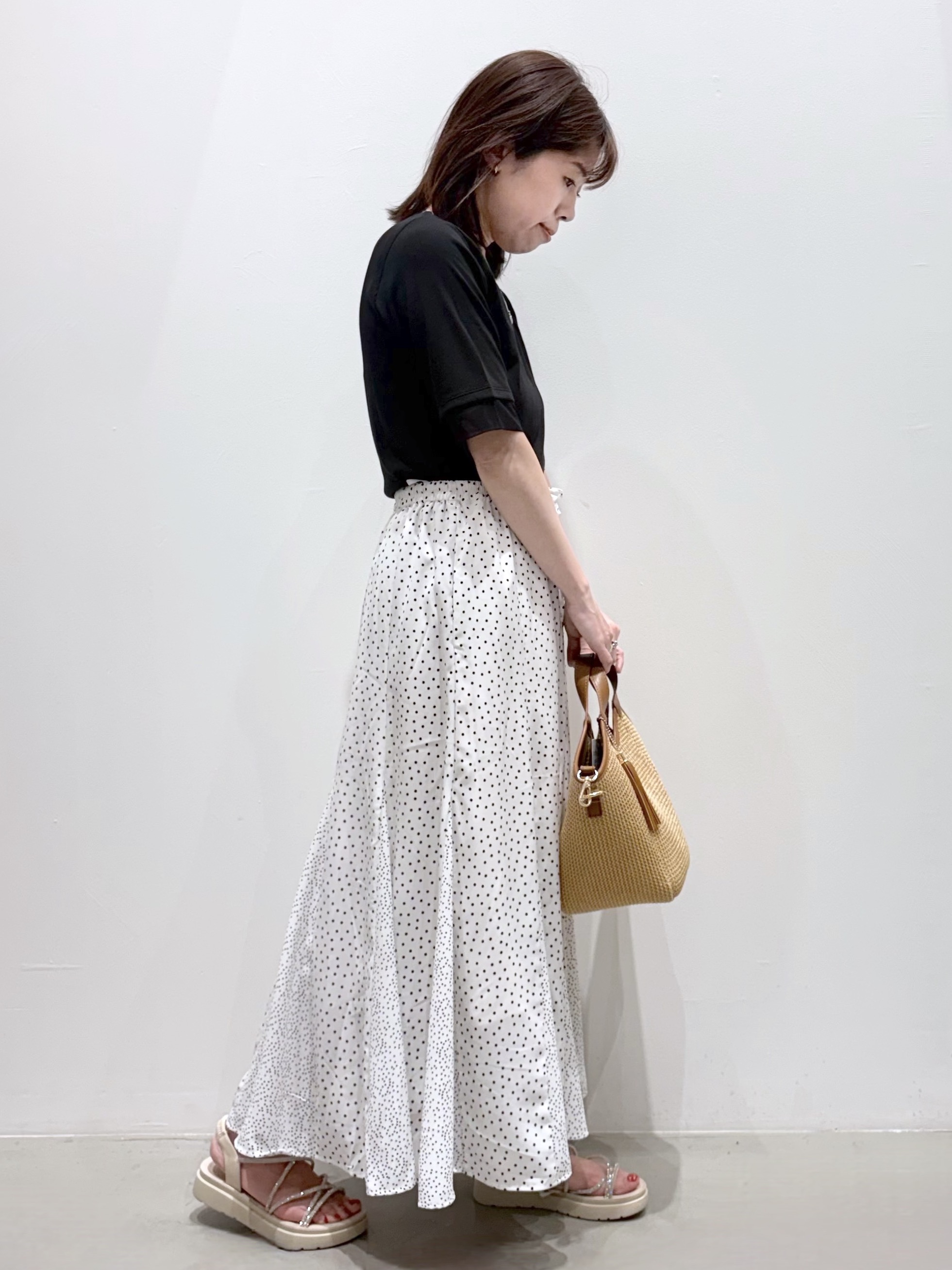 ＷＡさんの「grove｜【UVカット】チュールトリミング5分袖Tシャツ」を使ったコーディネート