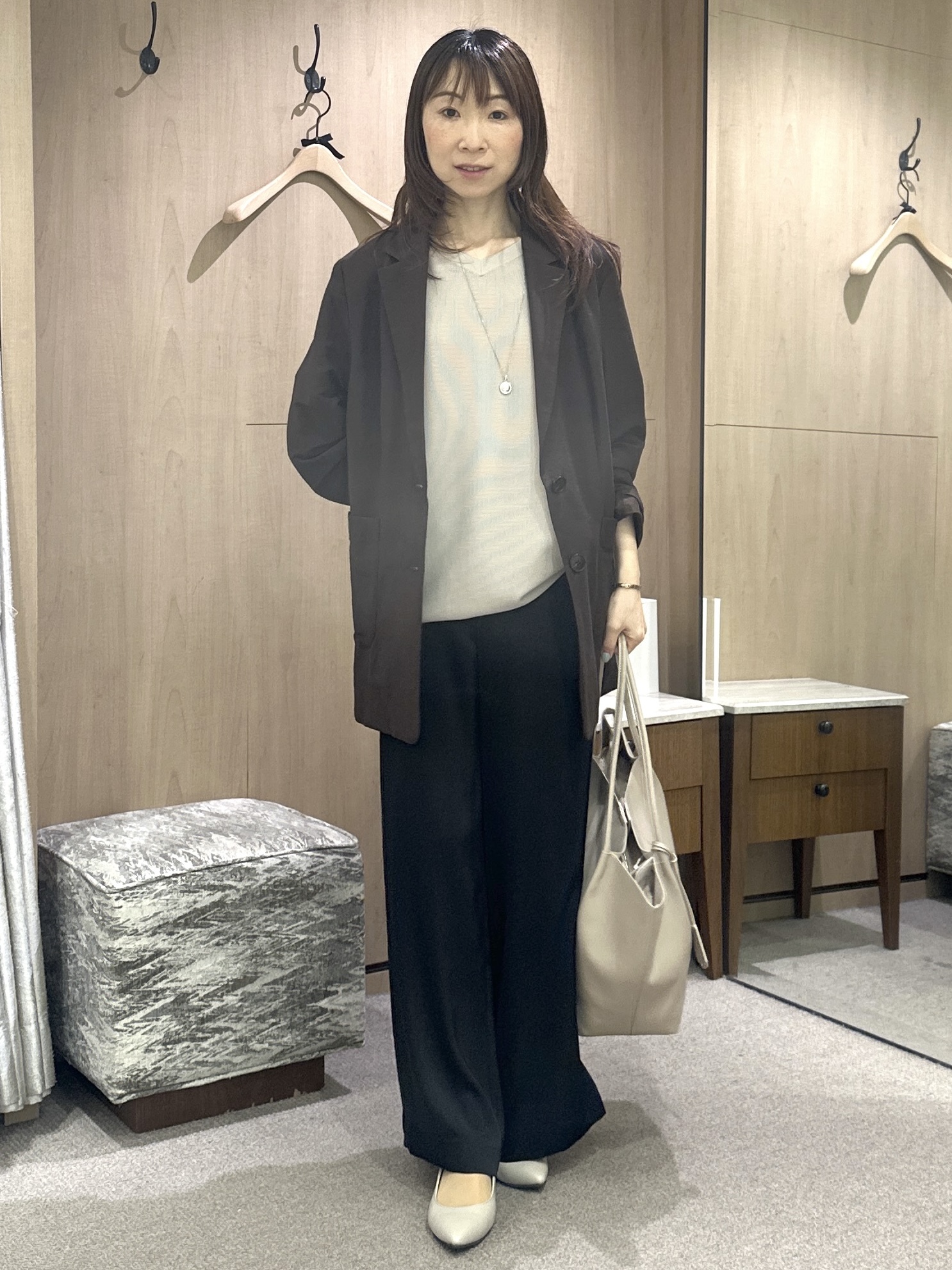 Miwaさんの「UNTITLED｜【11色展開/体型カバー】前後2WAYフレンチスリーブニット」を使ったコーディネート