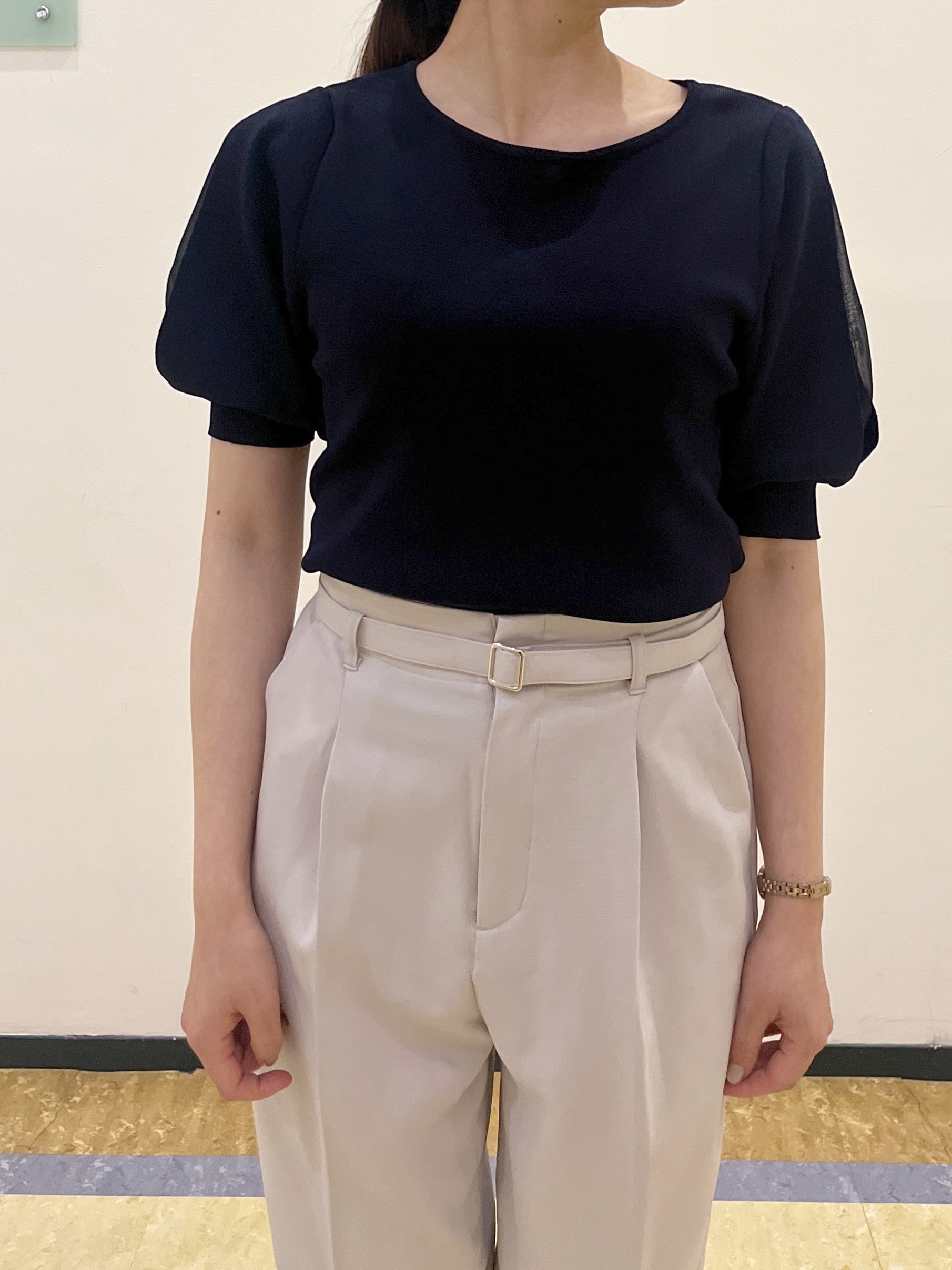 Rさんの「index｜【接触冷感／UVケア】クールタッチラップスリーブニット《洗濯機OK／XS～3L／9col》」を使ったコーディネート