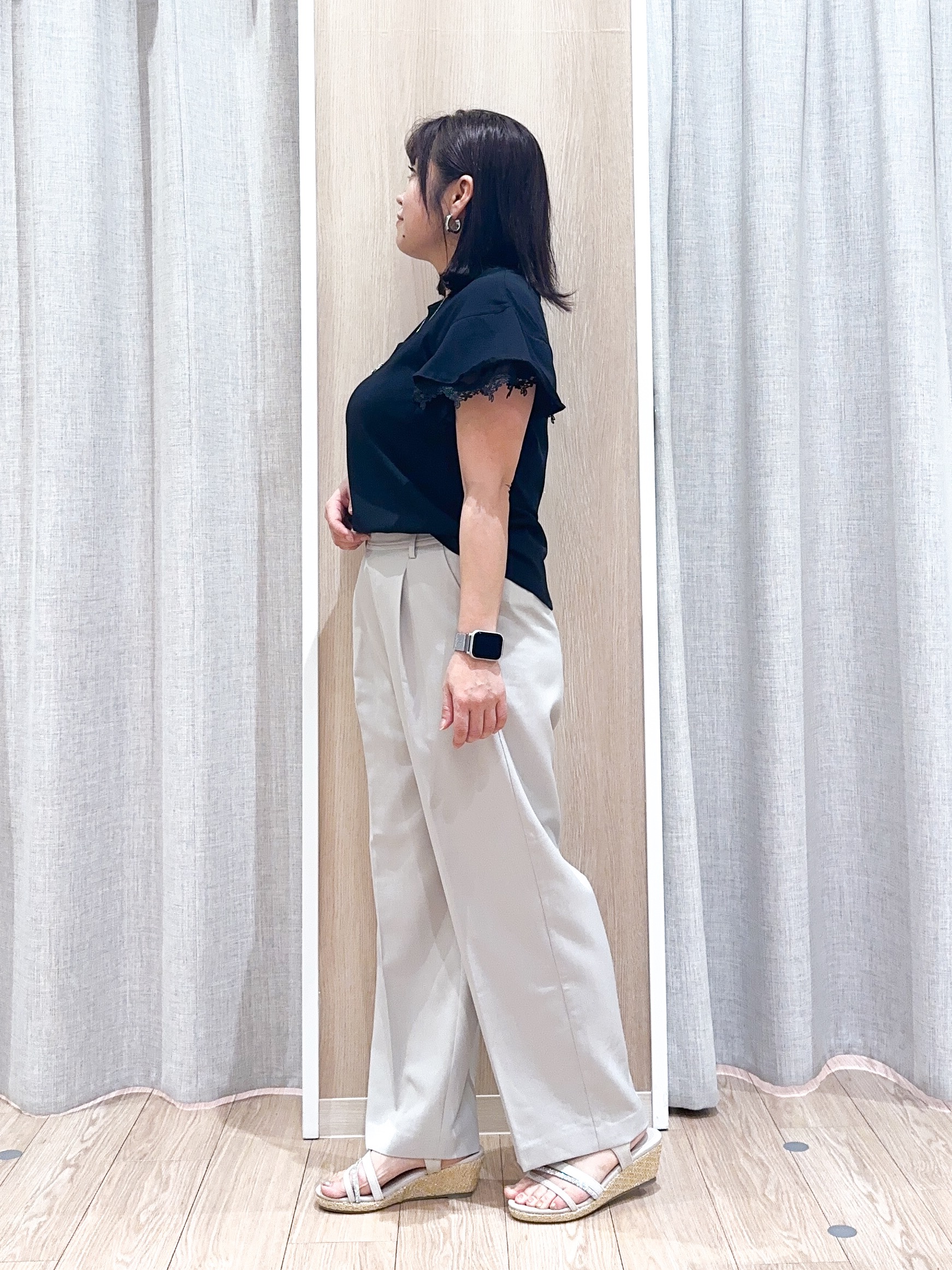 naoさんの「grove｜【二の腕カバー、UV】涼しく華やかに、レースレイヤードスリーブTシャツ」を使ったコーディネート