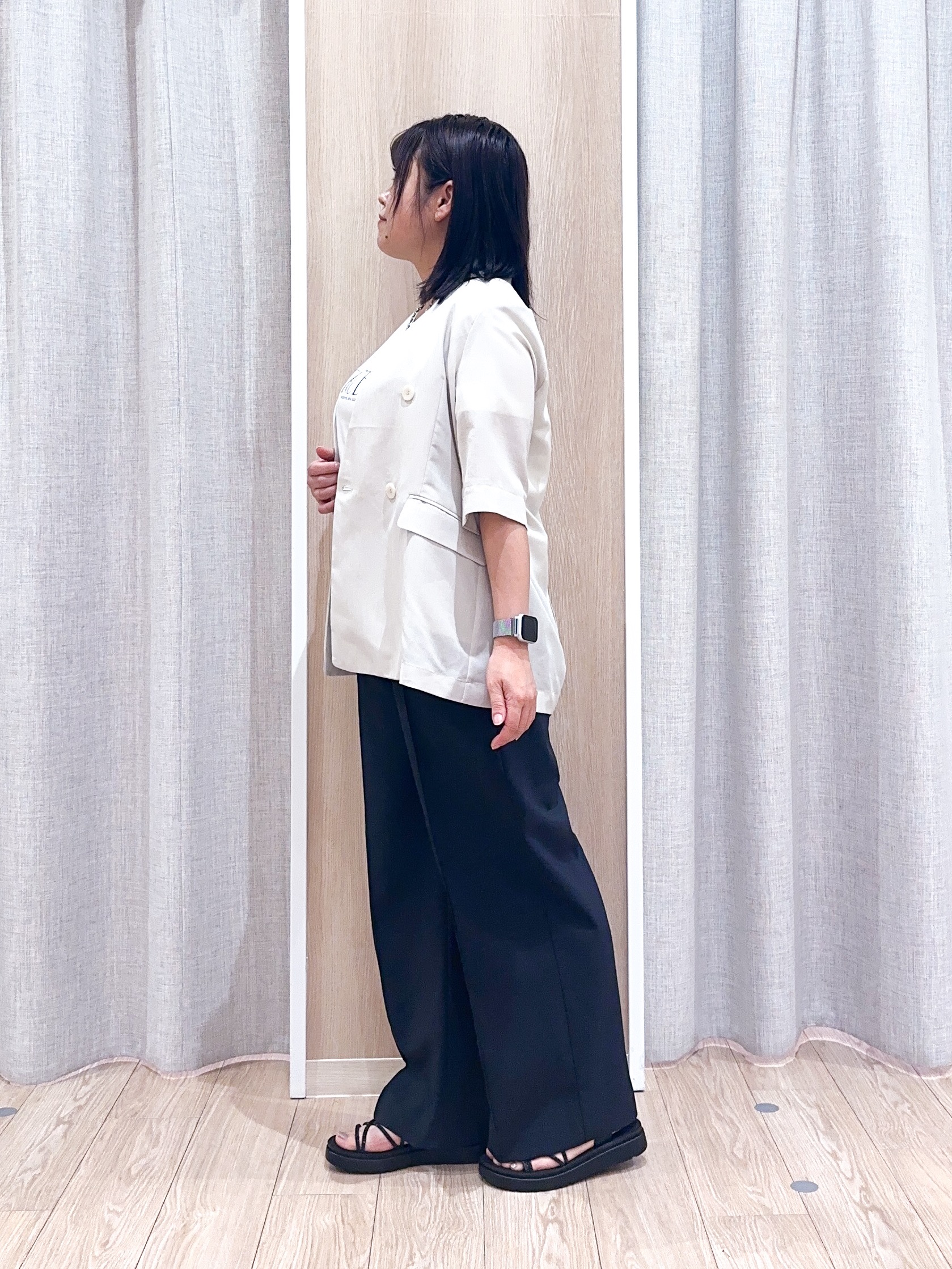 naoさんの「grove｜【洗濯機OK/ひんやり】軽く羽織れるハーフスリーブジャケット」を使ったコーディネート