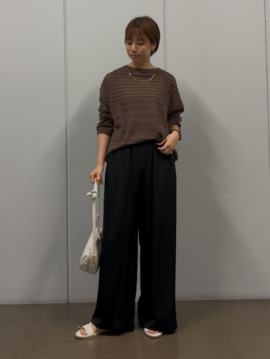 tsujiさんの「UNTITLED｜◆メッシュ柄ボーダーニット」を使ったコーディネート