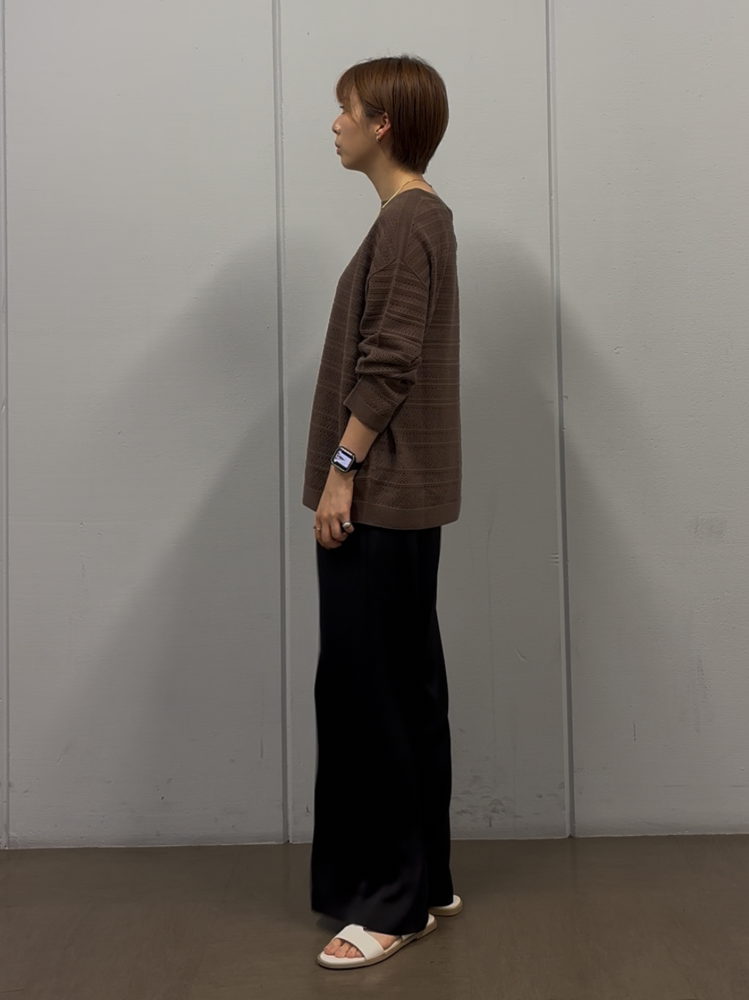 tsujiさんの「UNTITLED｜◆メッシュ柄ボーダーニット」を使ったコーディネート