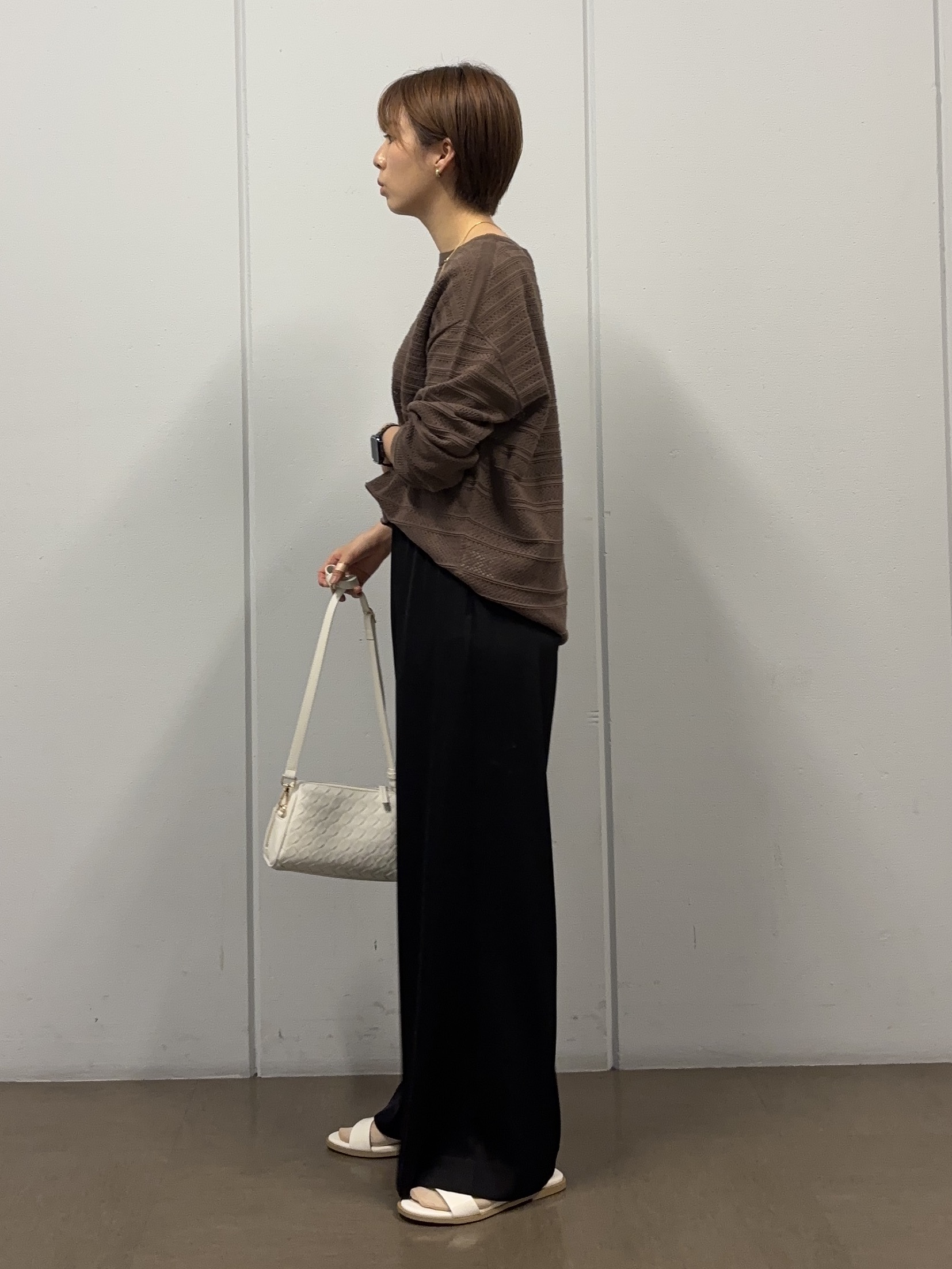 tsujiさんの「UNTITLED｜◆メッシュ柄ボーダーニット」を使ったコーディネート
