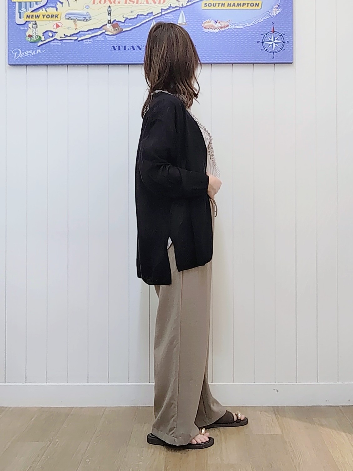itoさんの「Dessin｜【洗える】ミドル丈シアーカーディガン」を使ったコーディネート