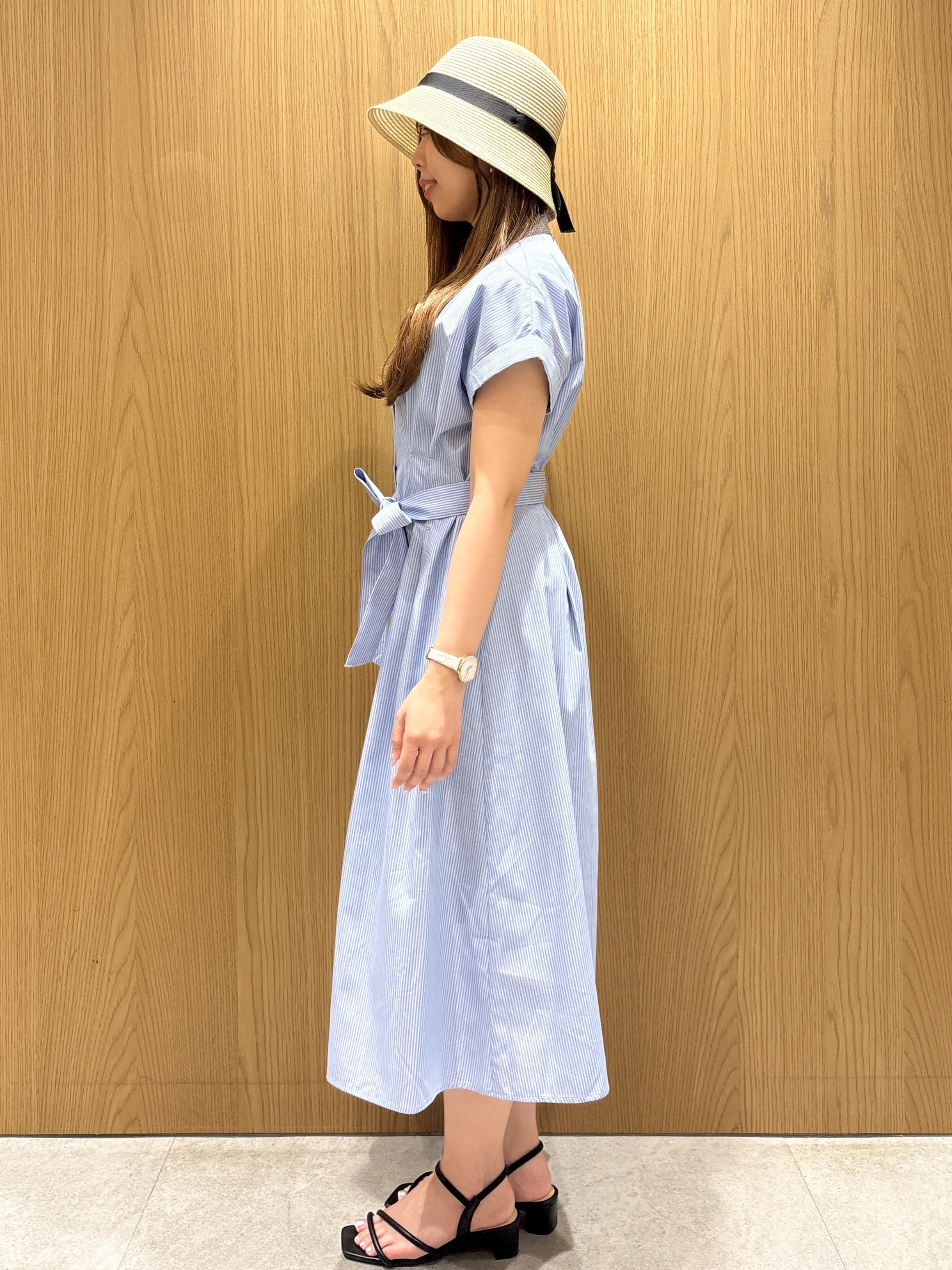 ゆいさんの「index｜【接触冷感／UV】ストライプタックシャツワンピース《洗濯機OK》」を使ったコーディネート