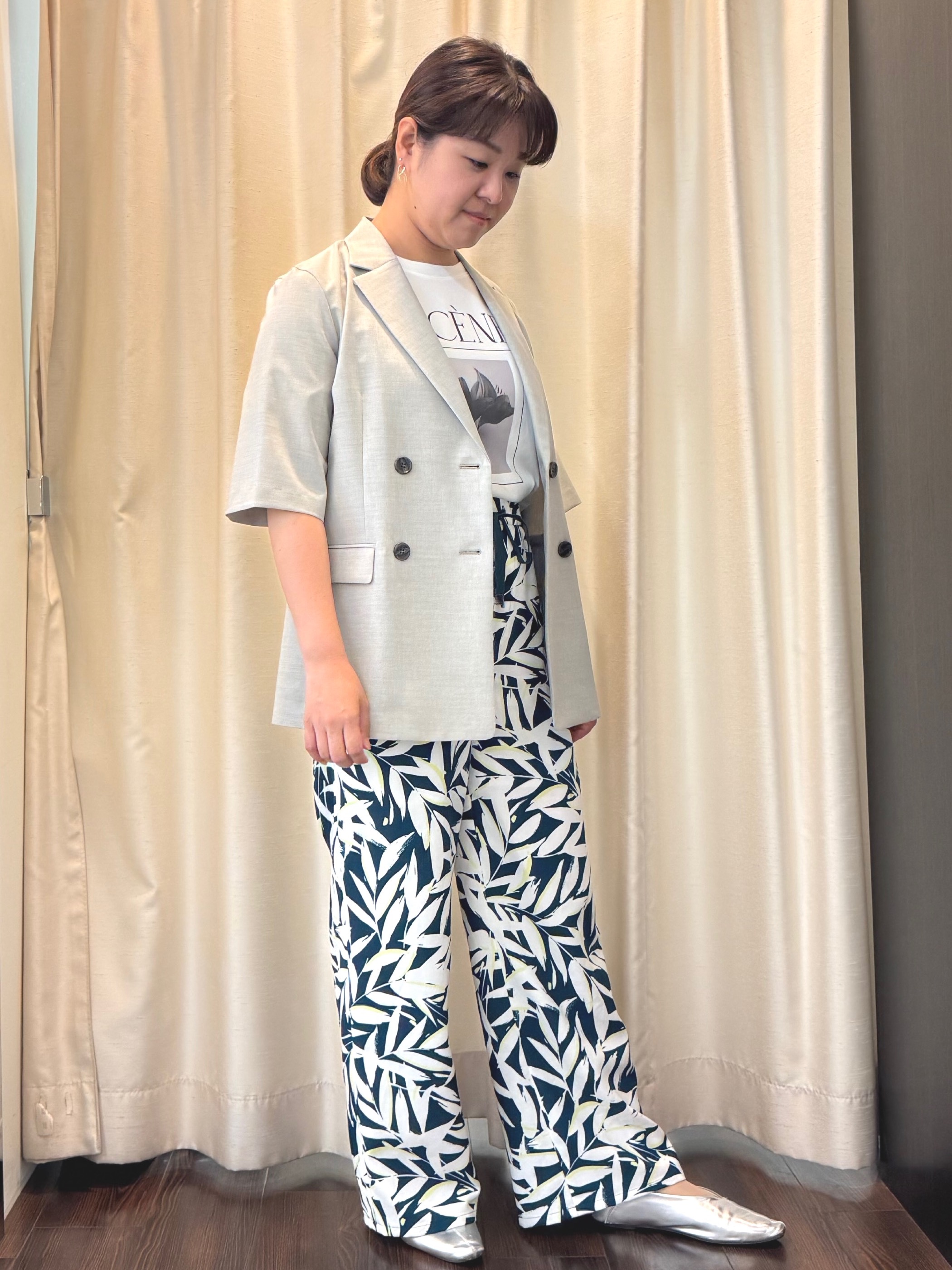 Ayaさんの「UNTITLED｜【シワになりにくい/セットアップ可/接触冷感】ハーフスリーブジャケット」を使ったコーディネート