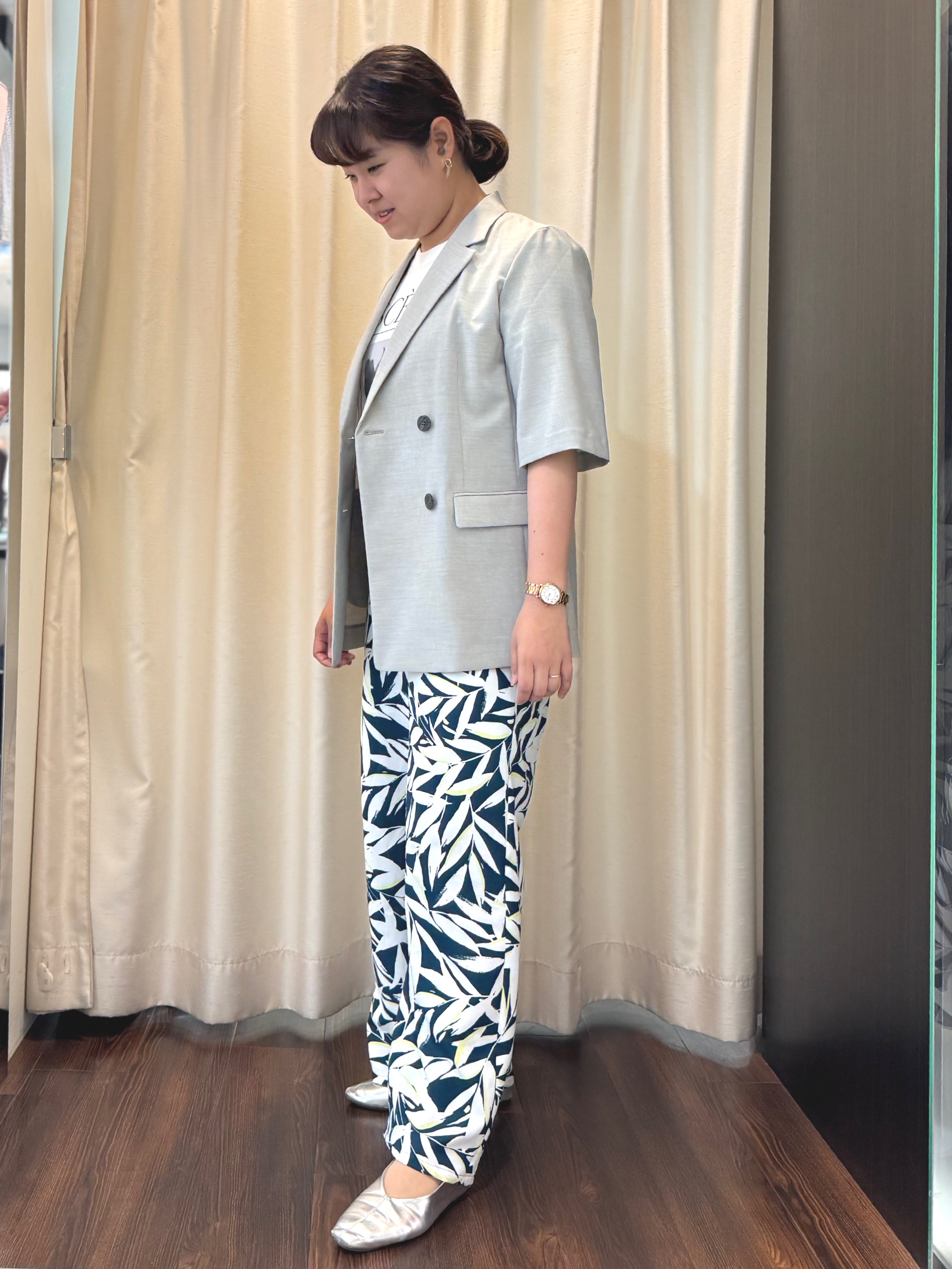 Ayaさんの「UNTITLED｜【シワになりにくい/セットアップ可/接触冷感】ハーフスリーブジャケット」を使ったコーディネート