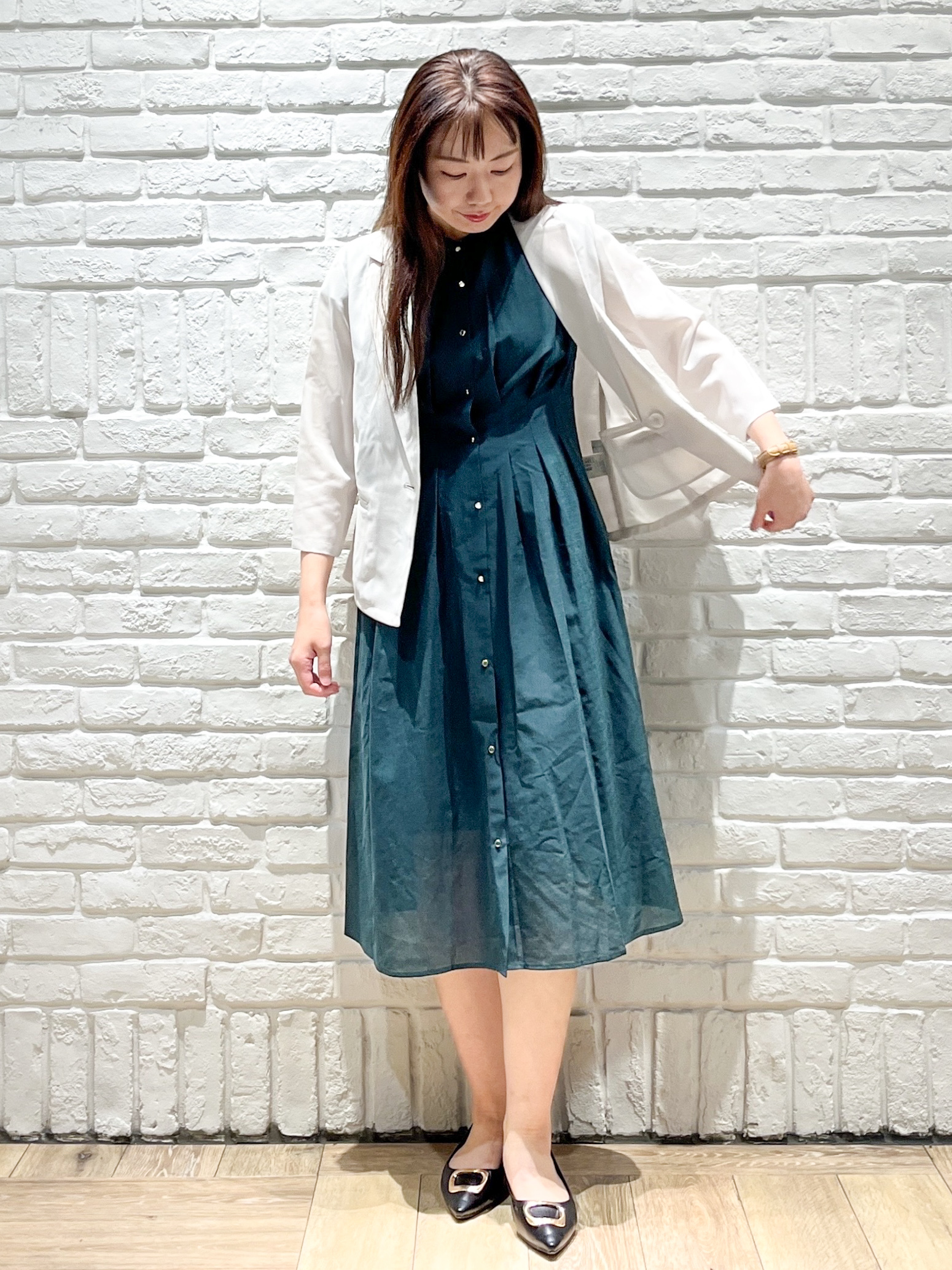 erinaさんの「index｜【接触冷感／防シワ】ひんやり7分袖テーラードジャケット《洗濯機OK》」を使ったコーディネート