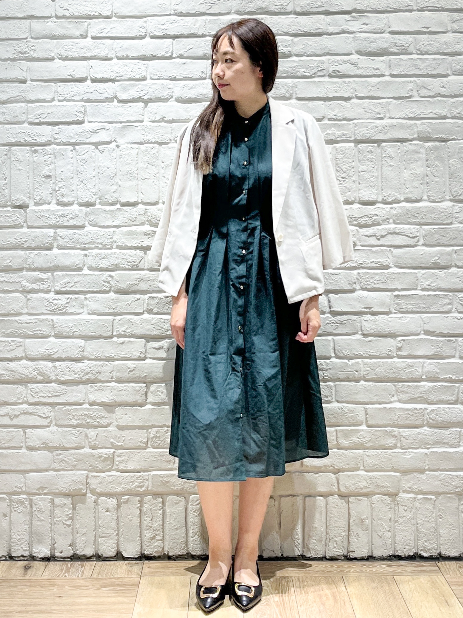 erinaさんの「index｜【接触冷感／防シワ】ひんやり7分袖テーラードジャケット《洗濯機OK》」を使ったコーディネート