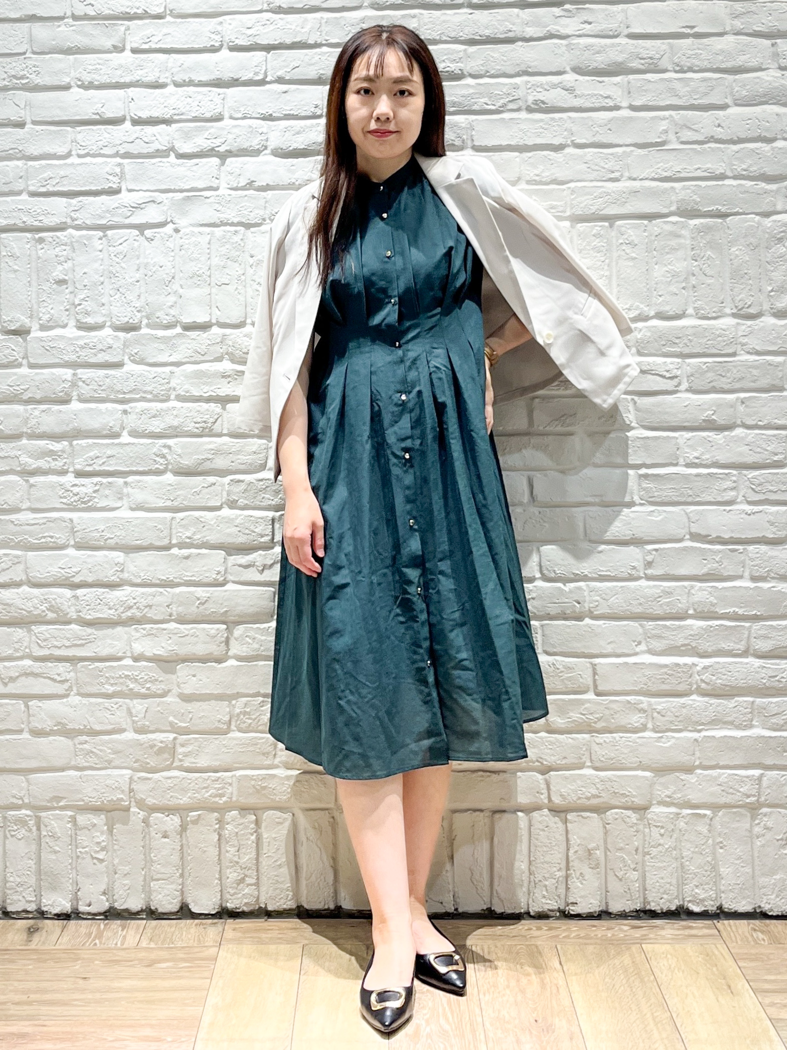 erinaさんの「index｜【接触冷感／防シワ】ひんやり7分袖テーラードジャケット《洗濯機OK》」を使ったコーディネート