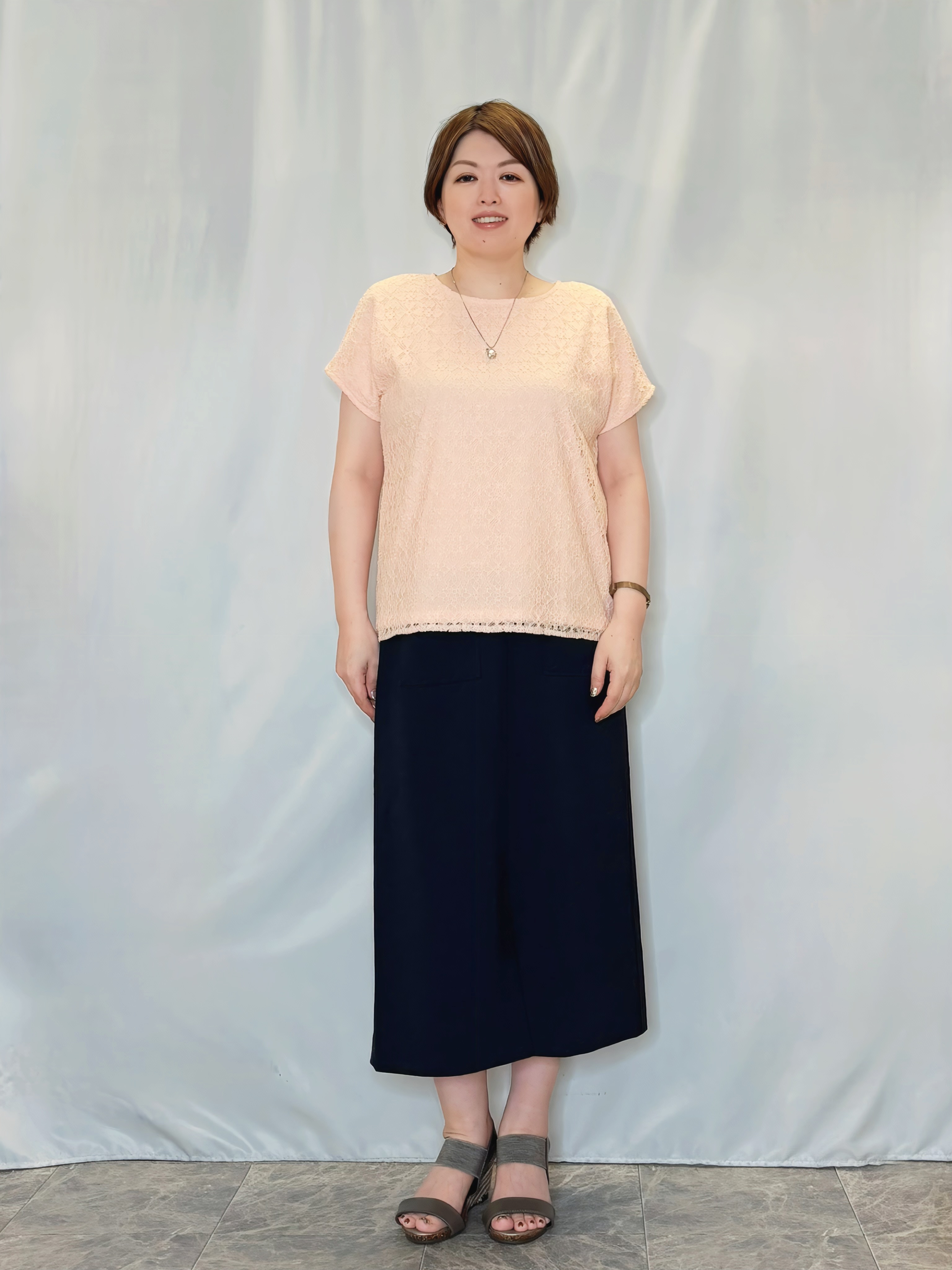 たみさんの「SHOO･LA･RUE｜【UV/S-LL/洗濯機可】レース切替で華やかに 大人の選ぶ上品Tシャツ」を使ったコーディネート