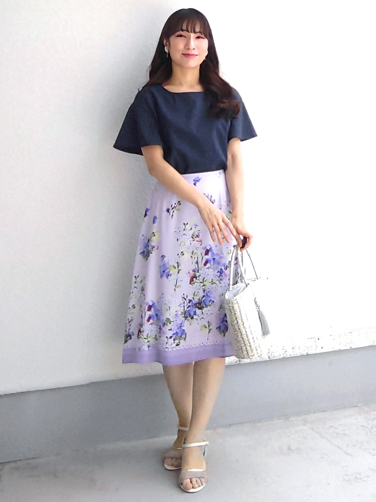 keinaさんの「SunaUna｜多色花柄プリントスカート」を使ったコーディネート