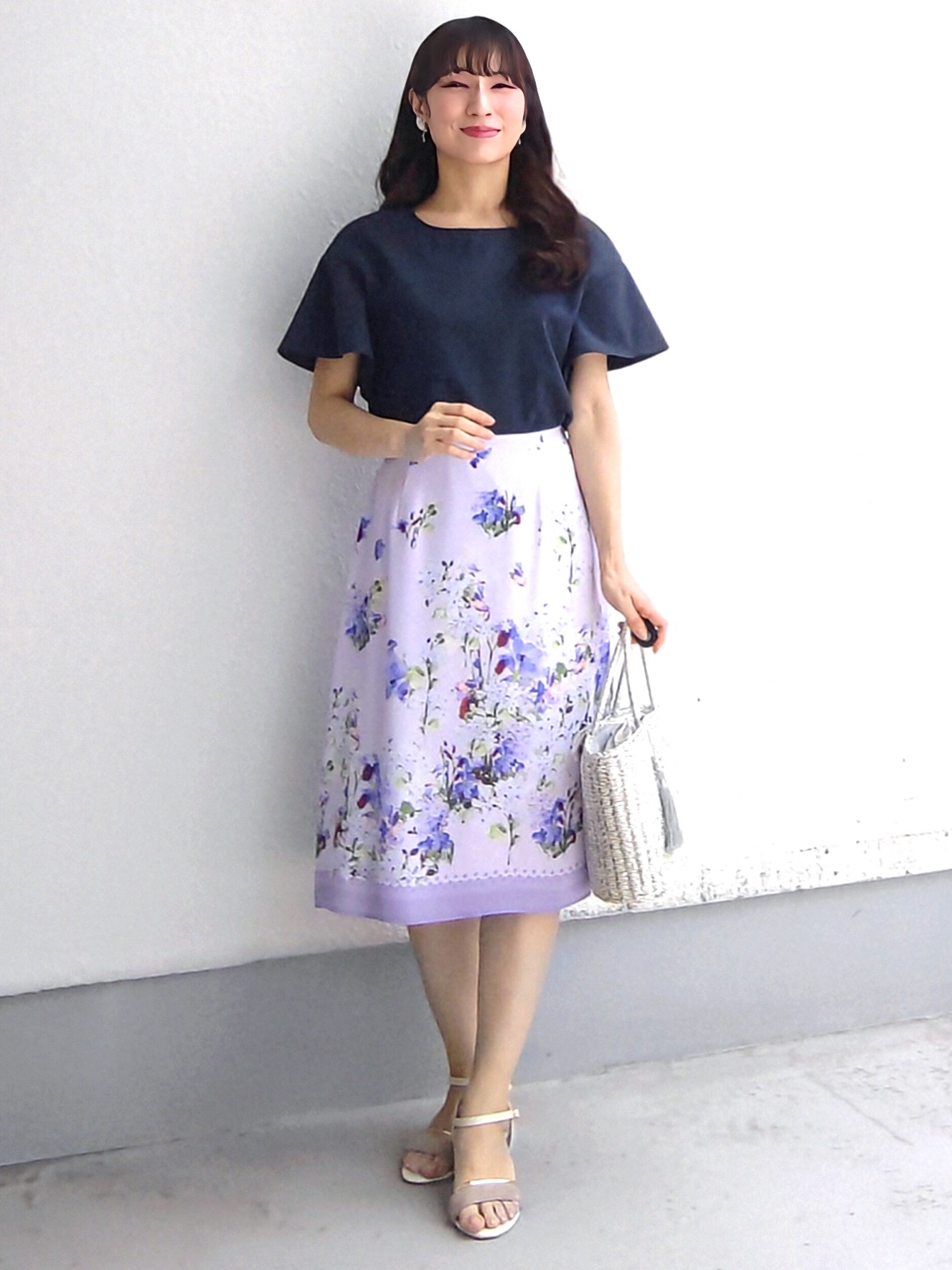 keinaさんの「SunaUna｜多色花柄プリントスカート」を使ったコーディネート