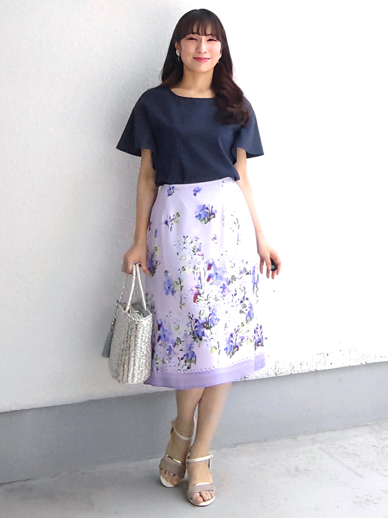 keinaさんの「SunaUna｜多色花柄プリントスカート」を使ったコーディネート