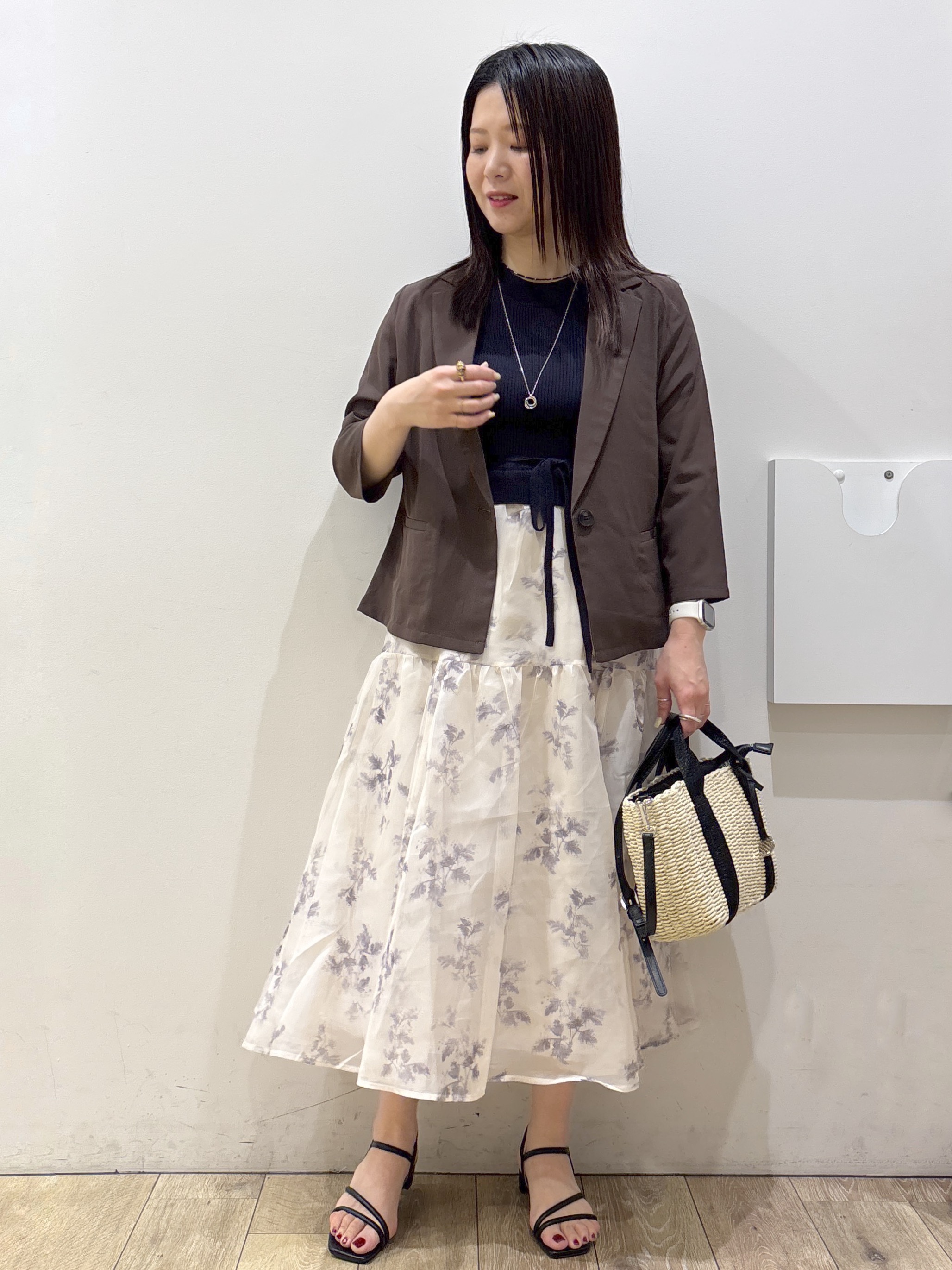 mameさんの「index｜【接触冷感／防シワ】ひんやり7分袖テーラードジャケット《洗濯機OK》」を使ったコーディネート