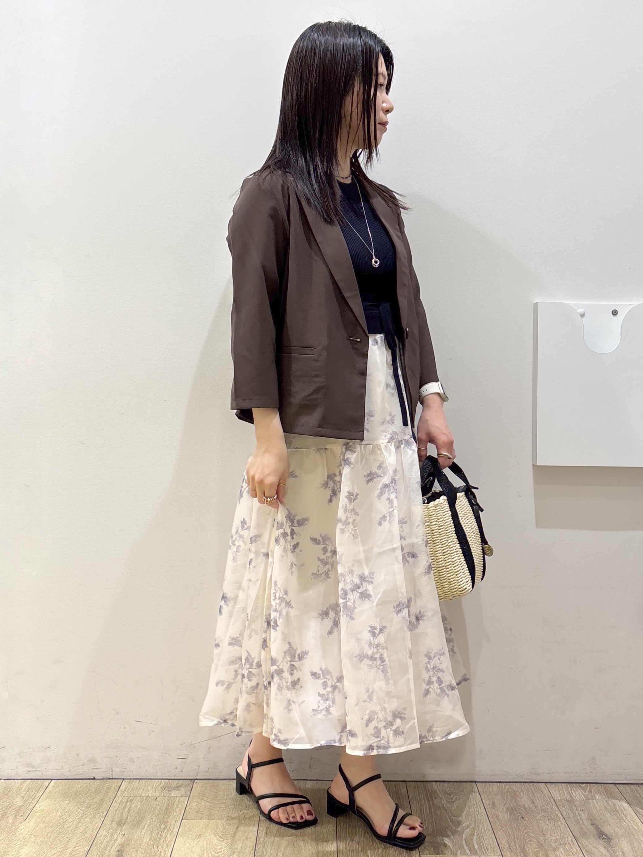 mameさんの「index｜【接触冷感／防シワ】ひんやり7分袖テーラードジャケット《洗濯機OK》」を使ったコーディネート