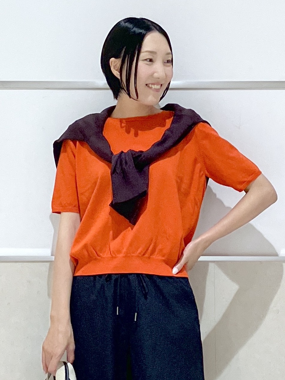 eriko さんの「Dessin｜【9色展開/接触冷感/UVカット】ドライタッチサマーニットT」を使ったコーディネート