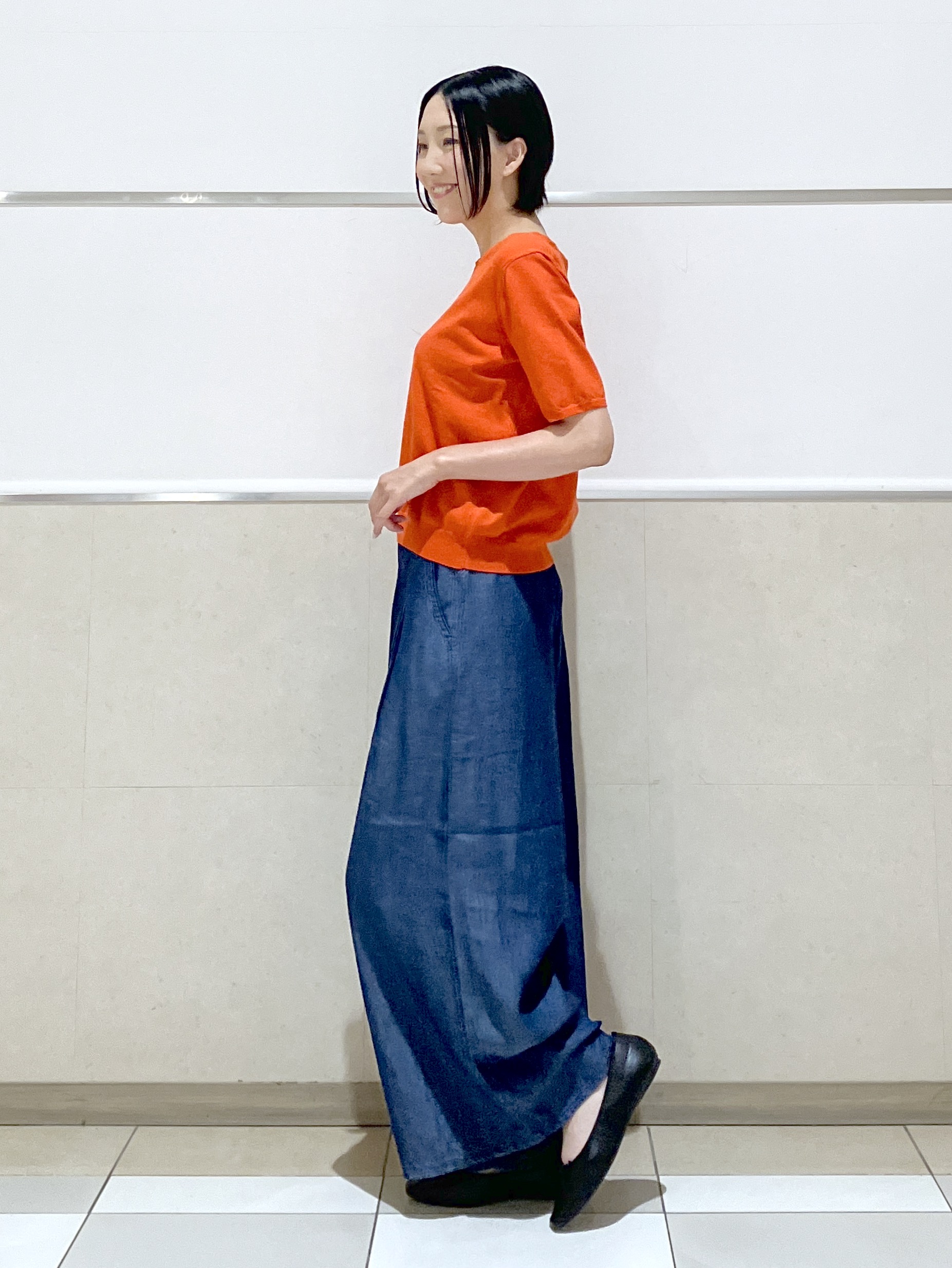 eriko さんの「Dessin｜【9色展開/接触冷感/UVカット】ドライタッチサマーニットT」を使ったコーディネート