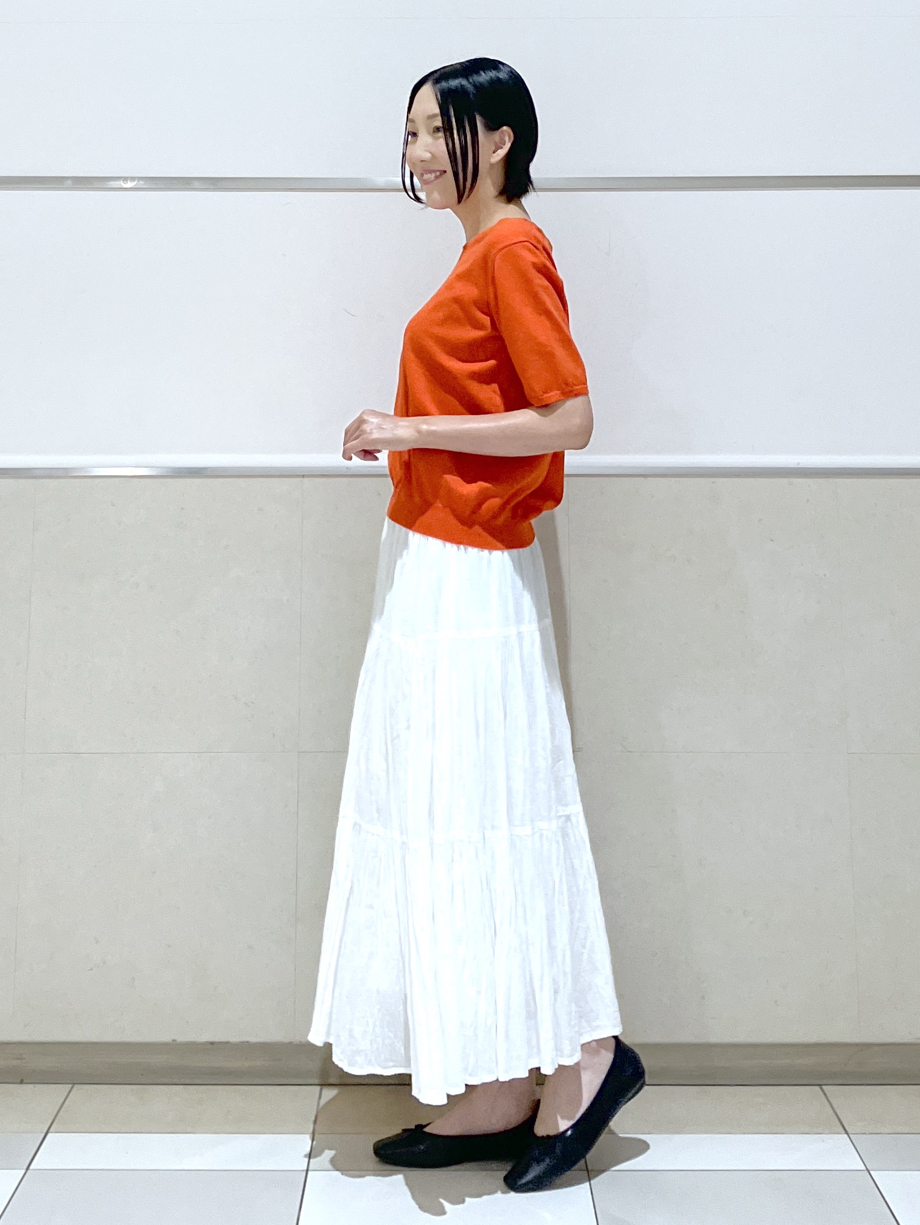 eriko さんの「Dessin｜【9色展開/接触冷感/UVカット】ドライタッチサマーニットT」を使ったコーディネート