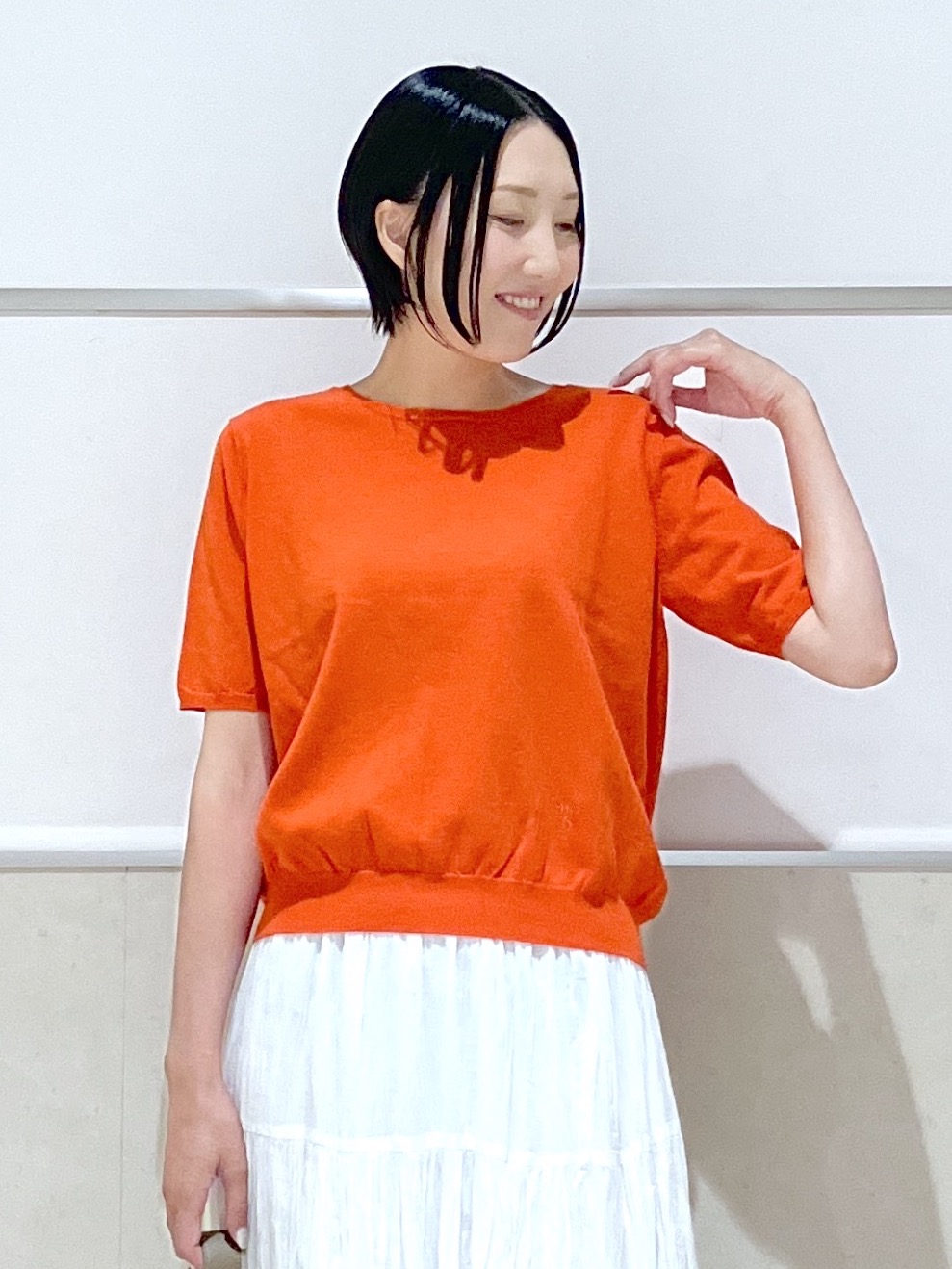 eriko さんの「Dessin｜【9色展開/接触冷感/UVカット】ドライタッチサマーニットT」を使ったコーディネート