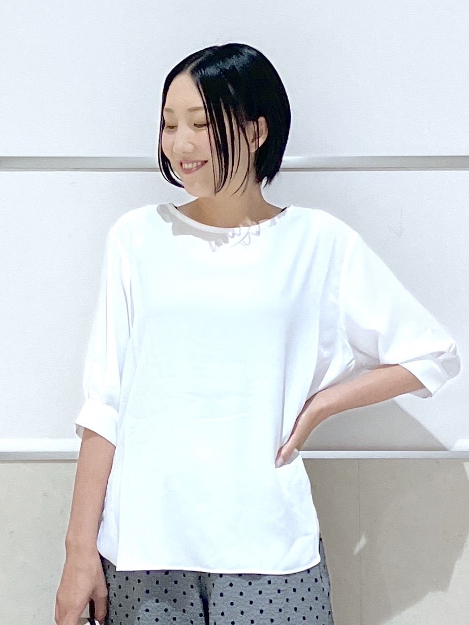 eriko さんの「Dessin｜ライトジョーゼットハーフスリーブブラウス」を使ったコーディネート