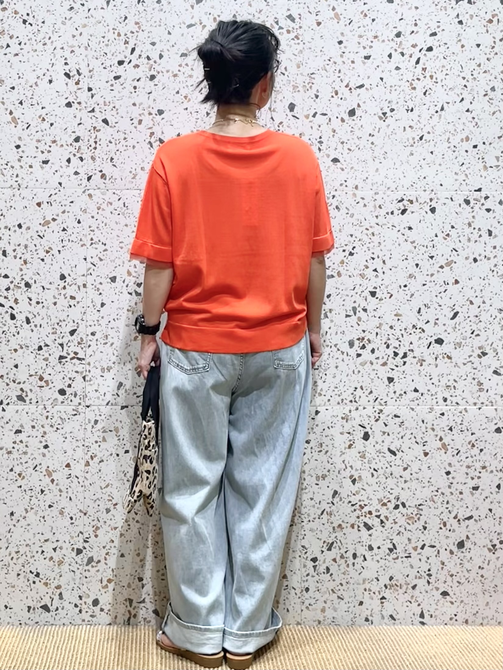 シゲリさんの「OPAQUE.CLIP｜【UV／接触冷感／抗ピル】シアー＆レイヤード風さらりニット《洗濯機OK》」を使ったコーディネート