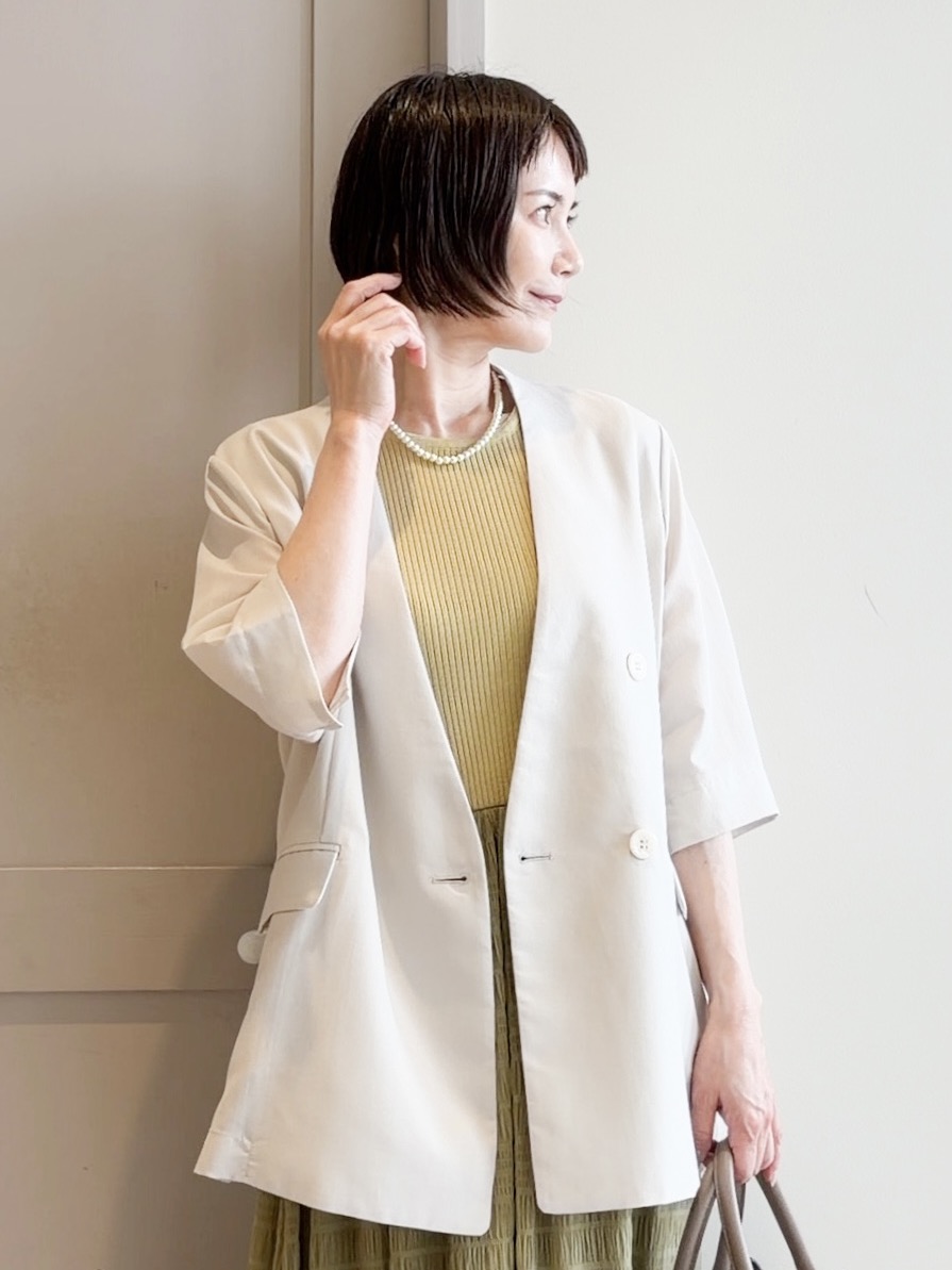 yamakoさんの「grove｜【洗濯機OK/ひんやり】軽く羽織れるハーフスリーブジャケット」を使ったコーディネート