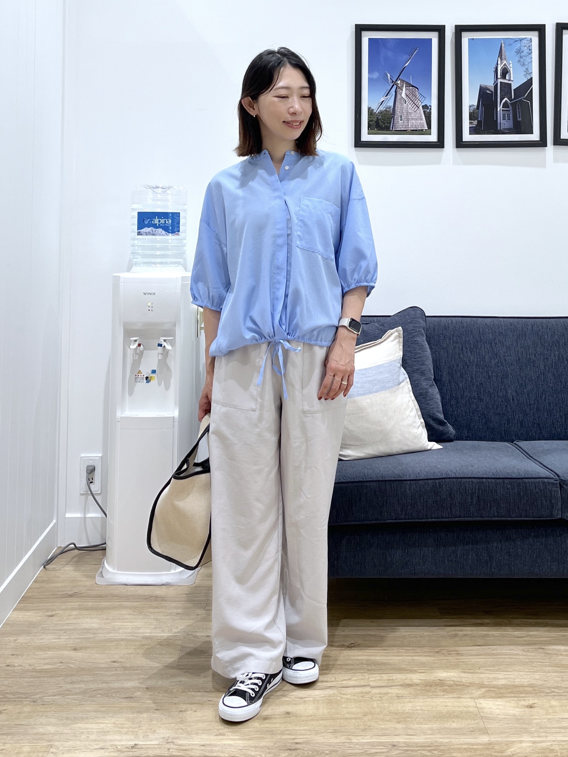 canaさんの「Dessin｜【高通気/セットアップ可】ハーフスリーブドロストシャツブラウス」を使ったコーディネート