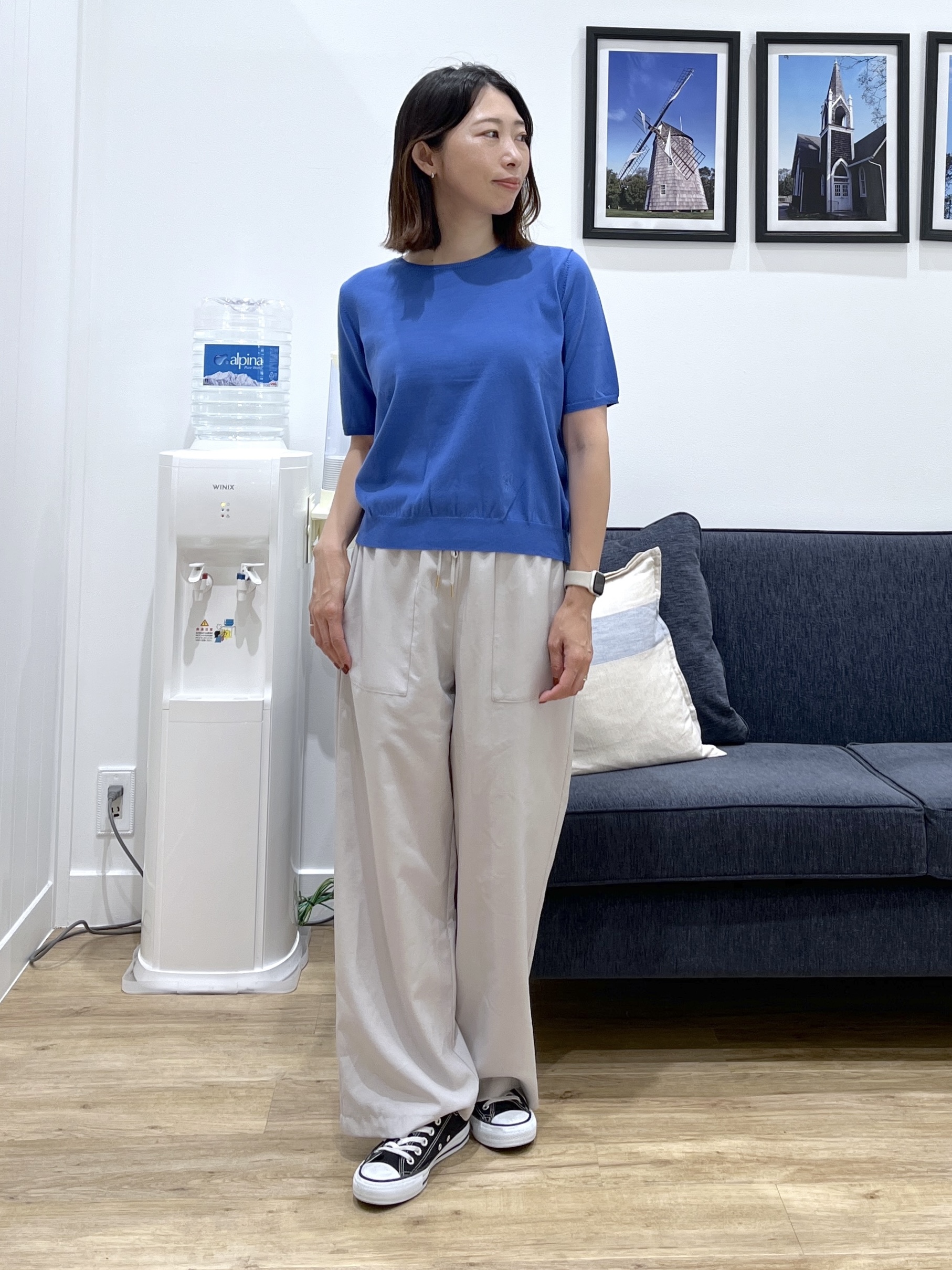 canaさんの「Dessin｜【9色展開/接触冷感/UVカット】ドライタッチサマーニットT」を使ったコーディネート