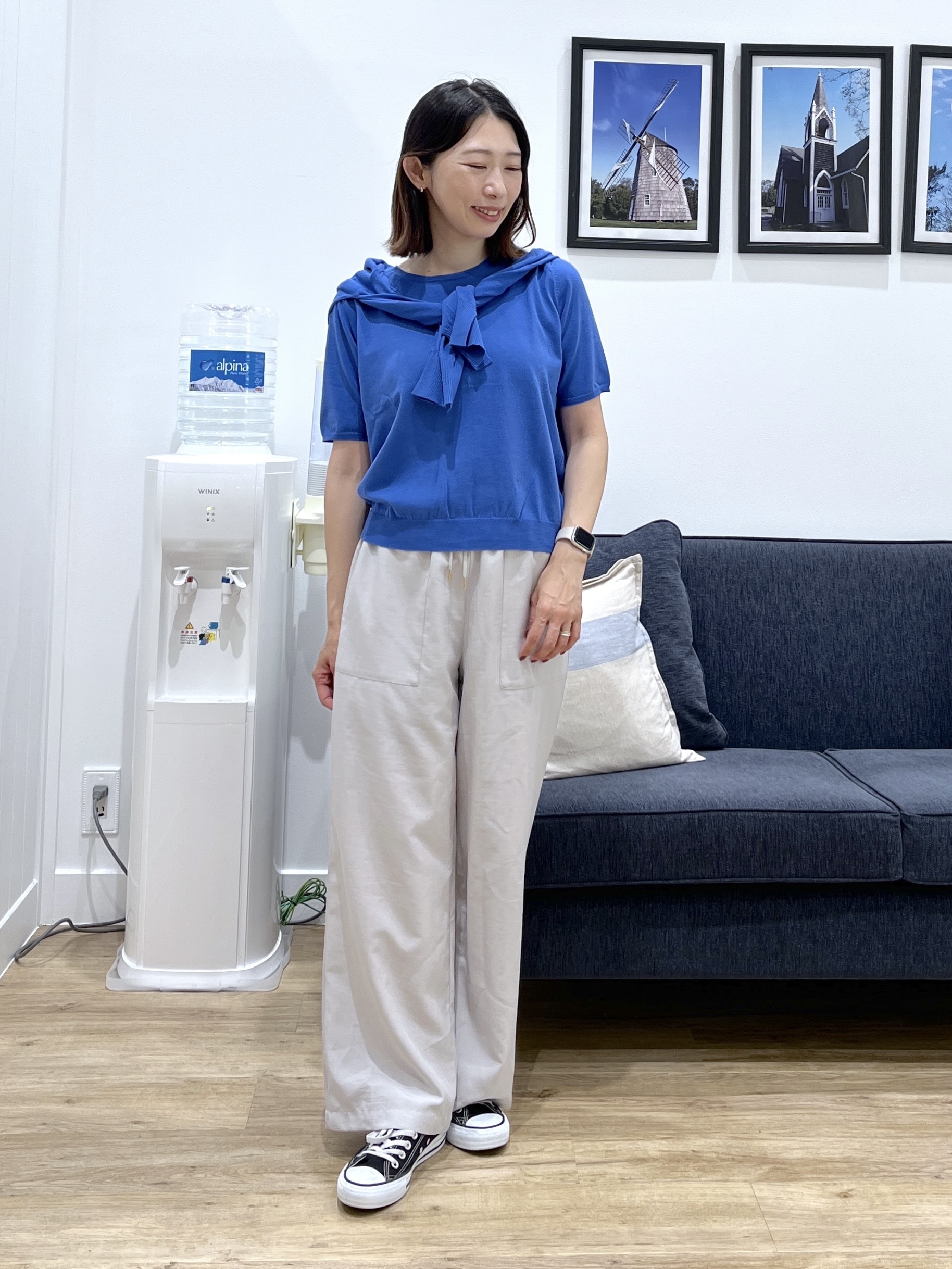 canaさんの「Dessin｜【9色展開/接触冷感/UVカット】ドライタッチサマーニットT」を使ったコーディネート